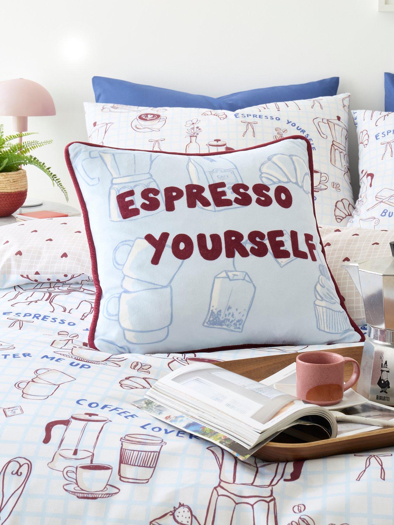 Image 3 of 5 of Fusion Coffee Club Filled Cushion In Blue