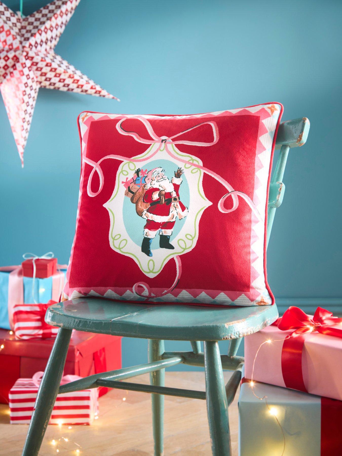 Image 1 of 5 of Fusion Christmas Vintage Frames Filled Cushion In Red