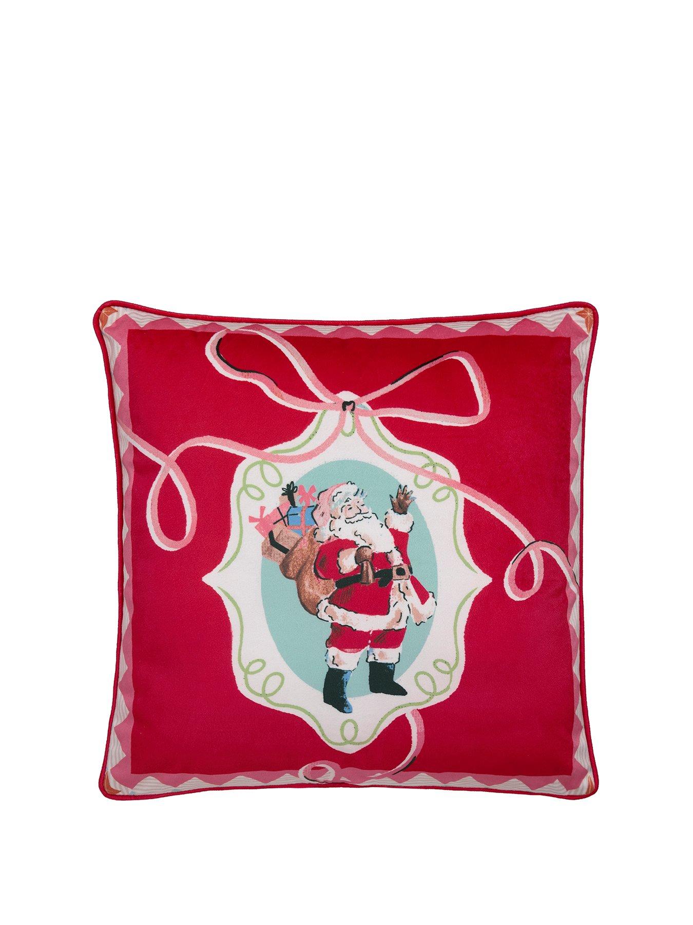 Image 2 of 5 of Fusion Christmas Vintage Frames Filled Cushion In Red