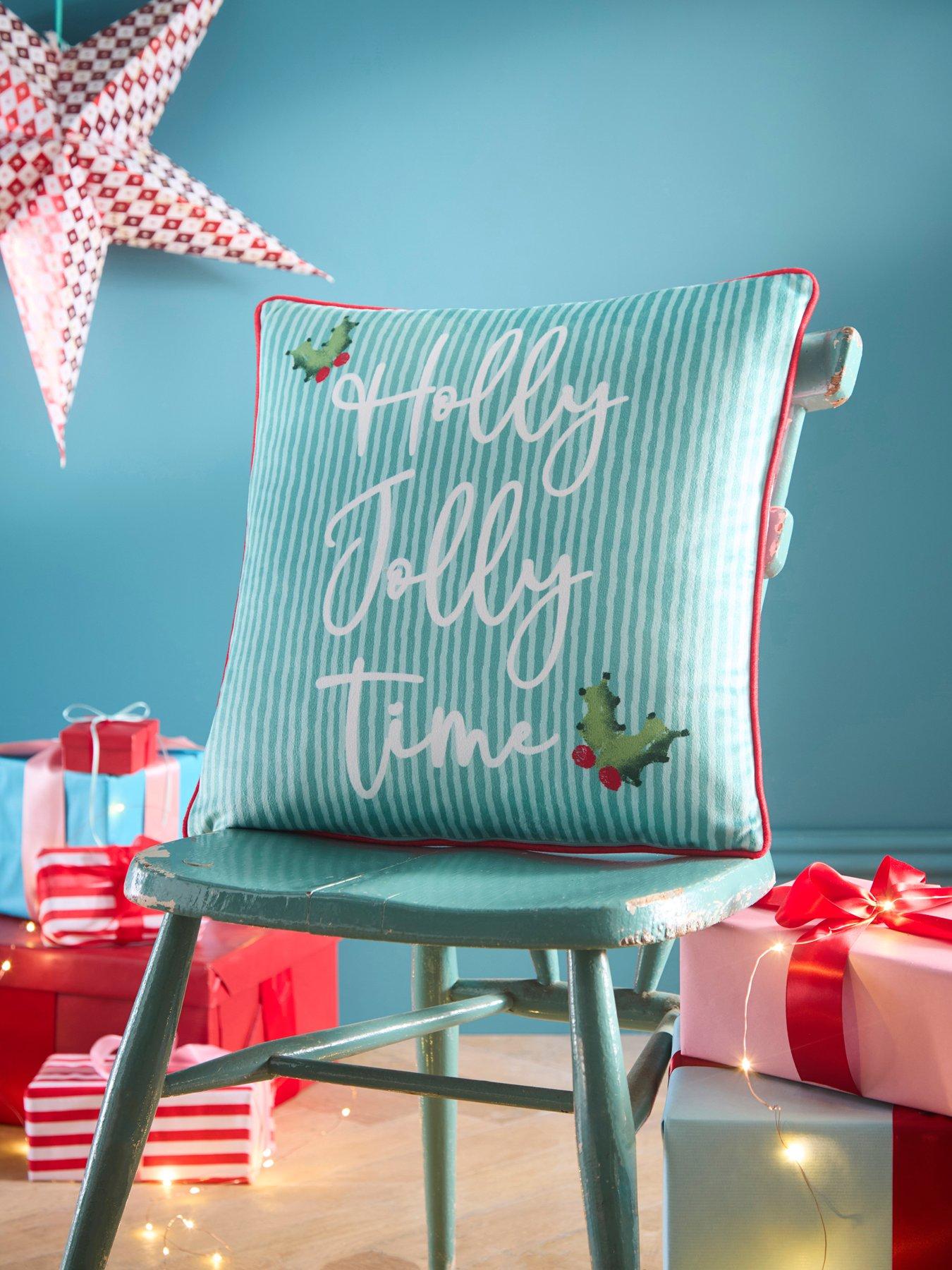 Image 3 of 5 of Fusion Christmas Vintage Frames Filled Cushion In Red