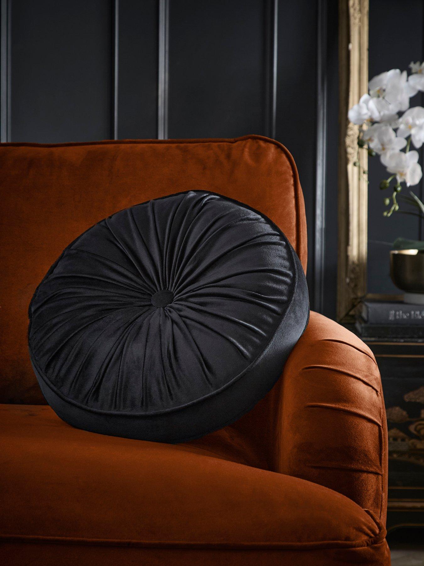 Image 1 of 5 of Laurence Llewelyn-Bowen Round Pleat Round Cushion In Black
