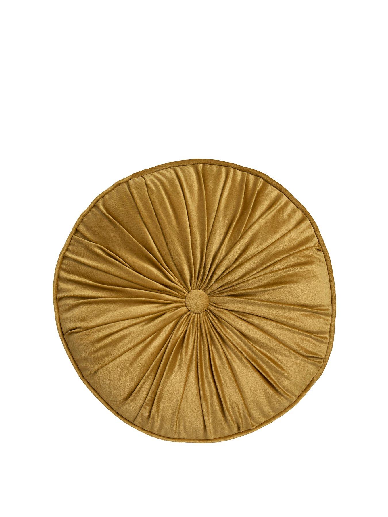 Image 2 of 4 of Laurence Llewelyn-Bowen Round Pleat Round Cushion In Ochre