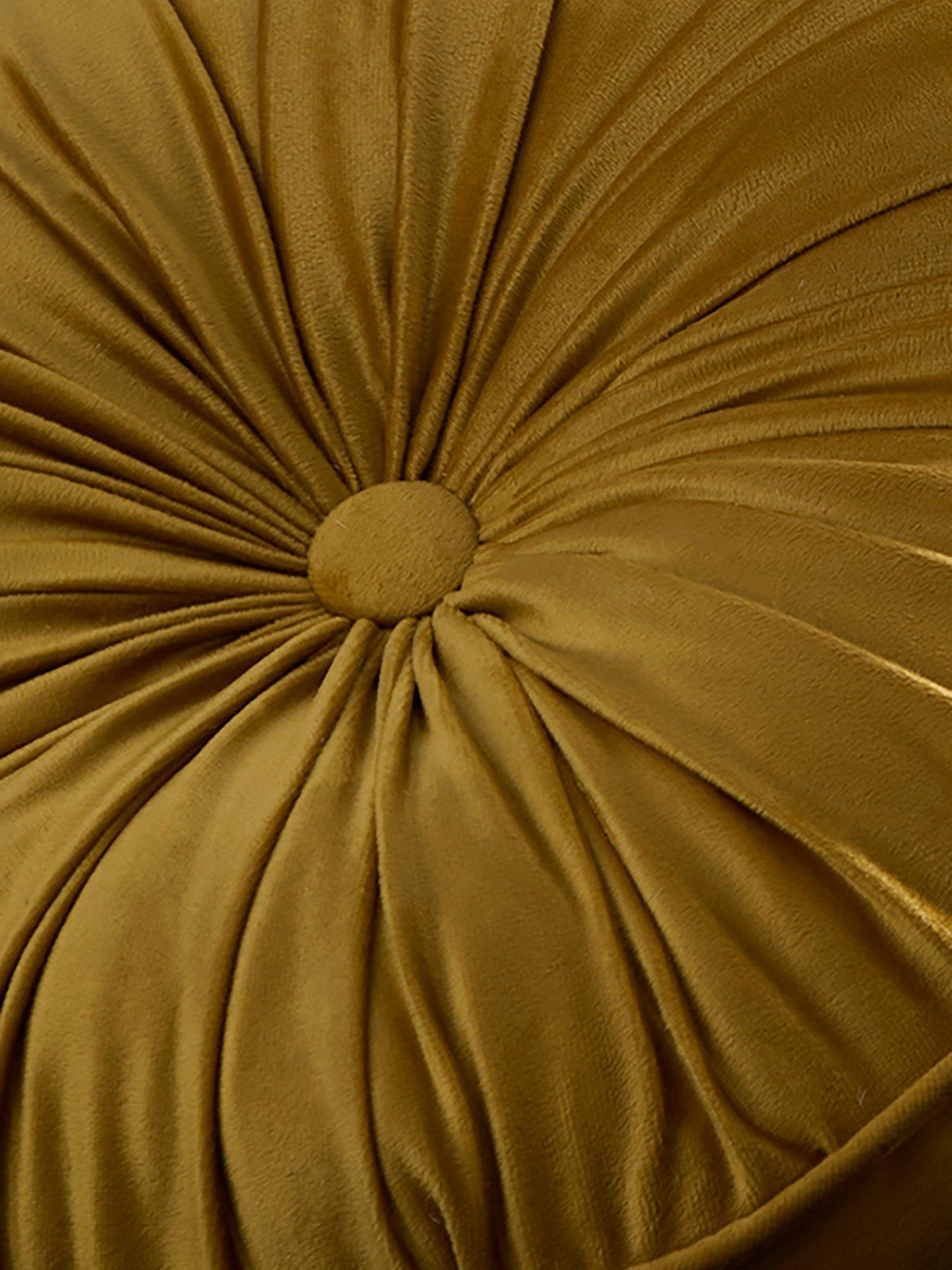 Image 3 of 4 of Laurence Llewelyn-Bowen Round Pleat Round Cushion In Ochre