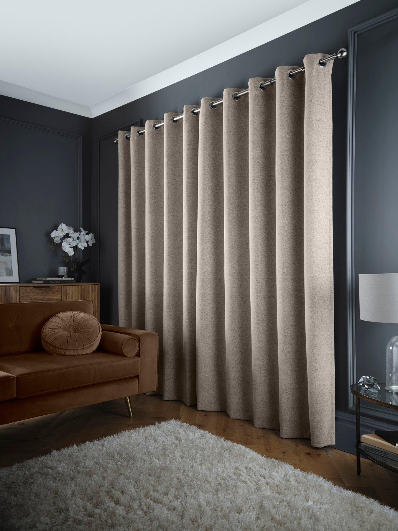 Image 4 of 5 of Curtina Velvet Chenille Plain Dyed Woven Dimout Eyelet Curtains
