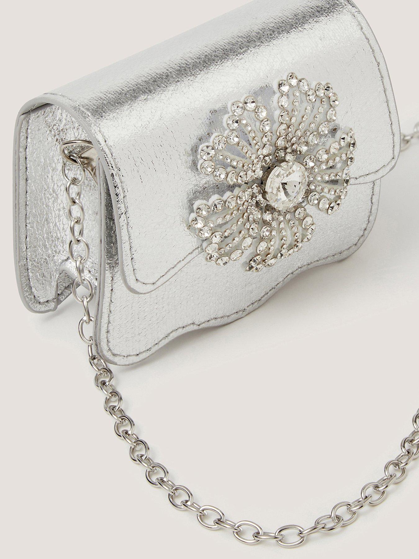 Image 3 of 4 of Monsoon Girls Mini Bling Flower Bag - Silver