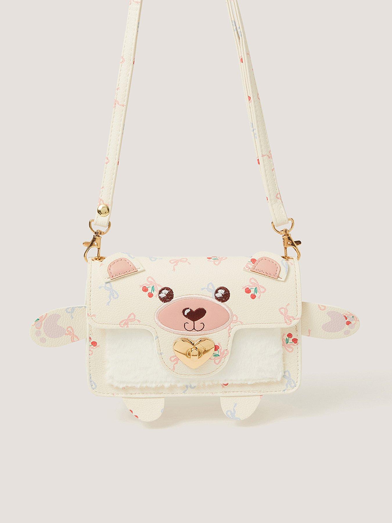 Monsoon Girls Cherry Bear Bag - Light Cream