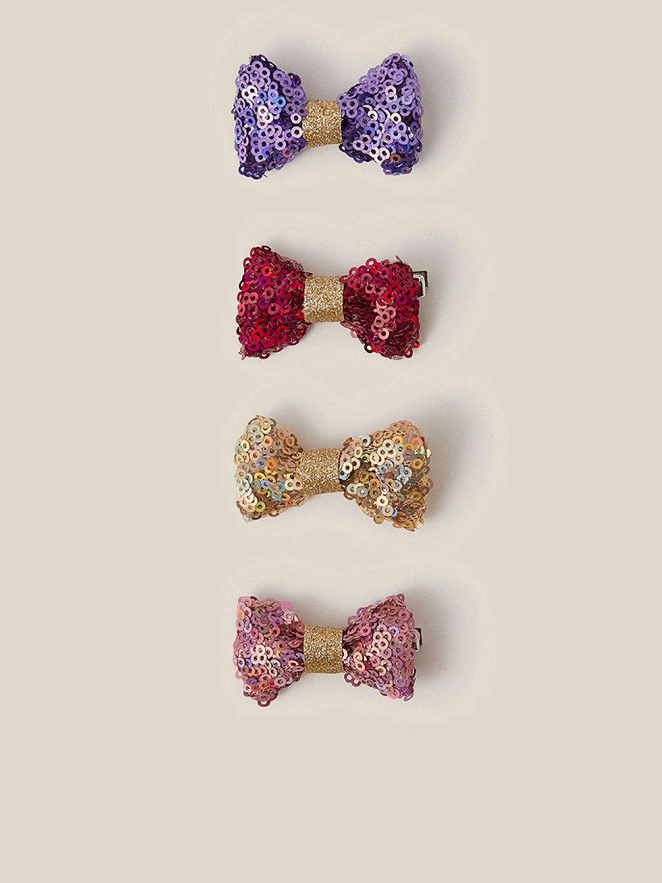 Image 1 of 2 of Monsoon Girls 4 Pack Sequin Bow Hair Clips - Multi