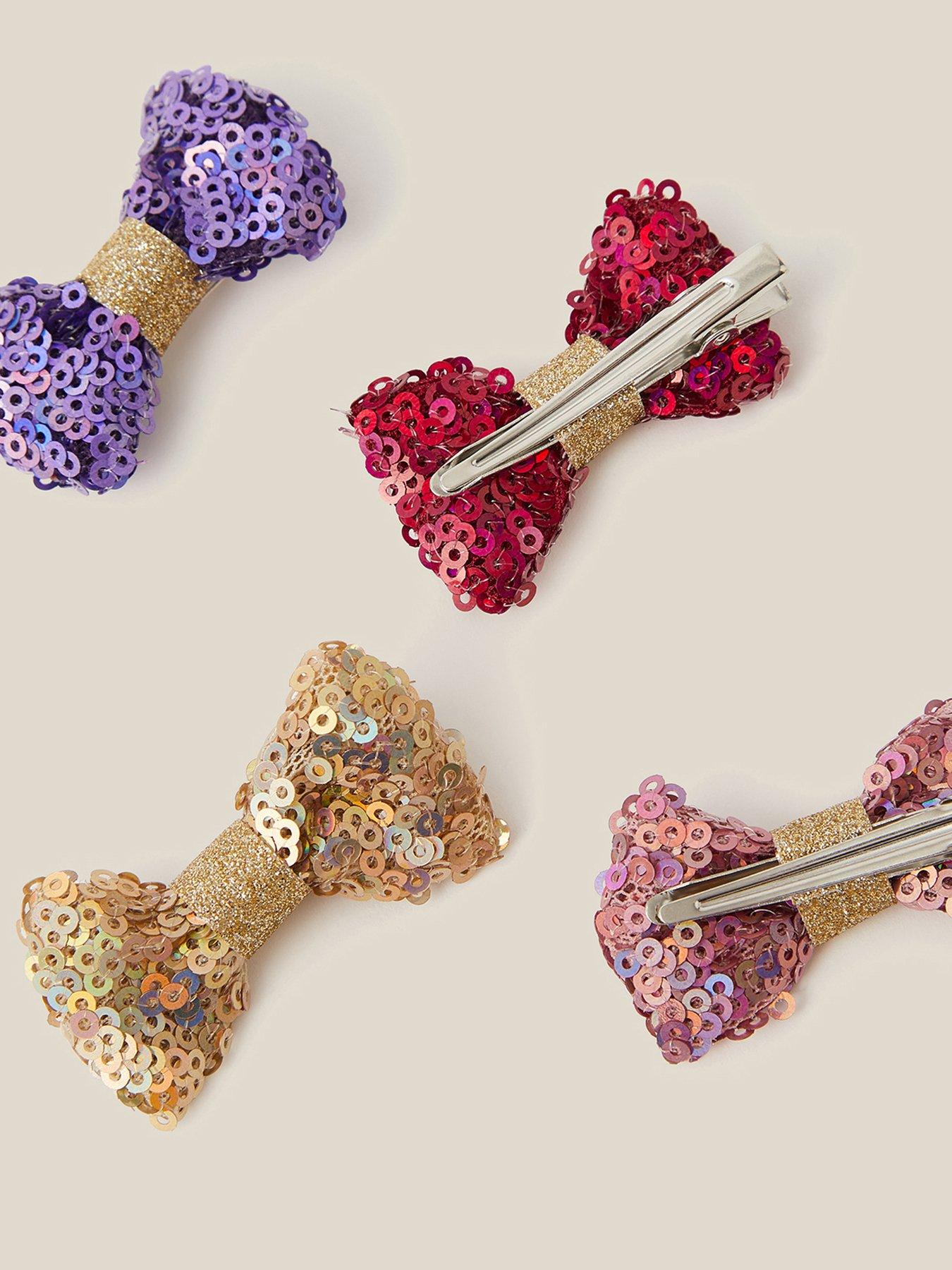 Image 2 of 2 of Monsoon Girls 4 Pack Sequin Bow Hair Clips - Multi