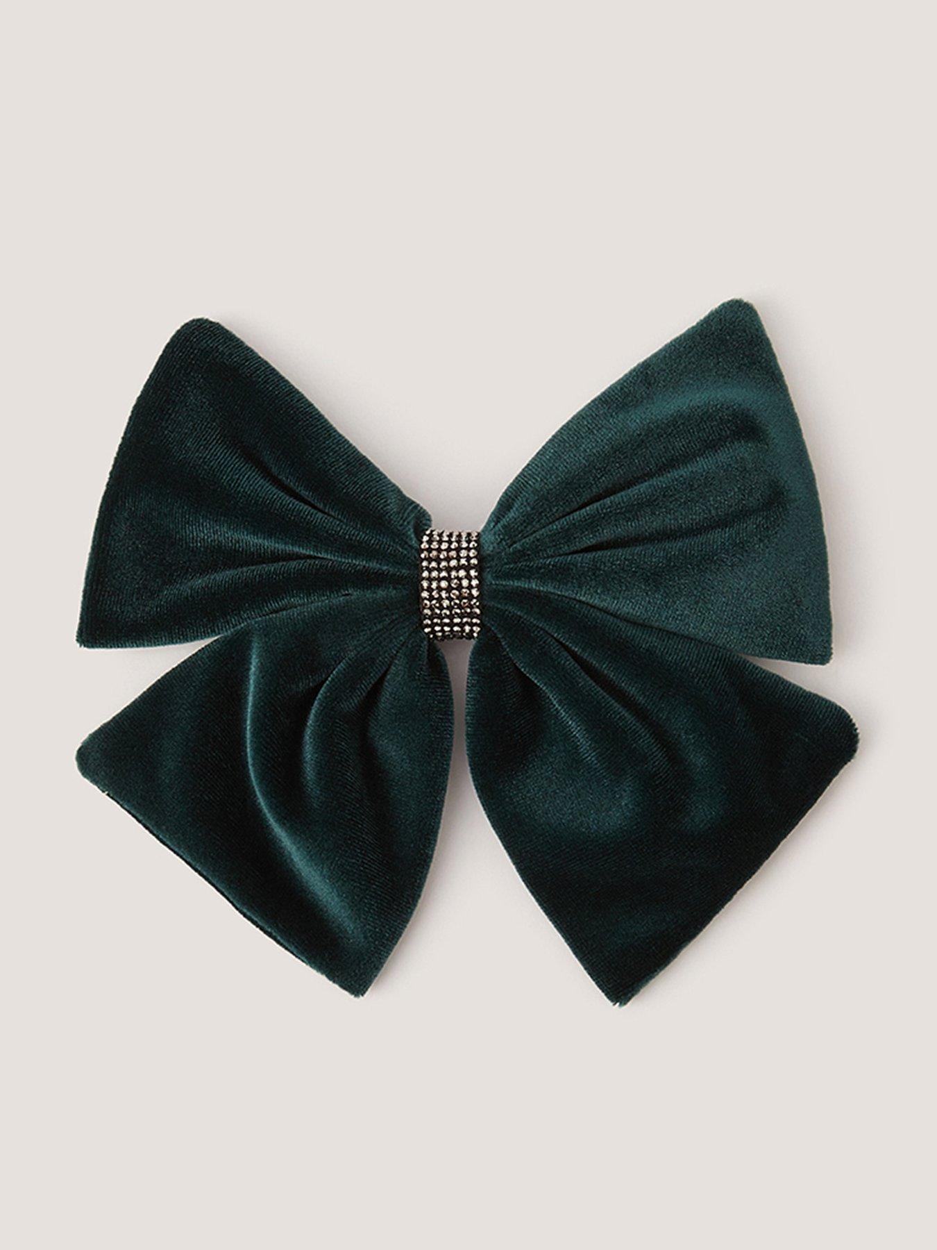 Monsoon Girls Layer Velvet Bow Clip - Green