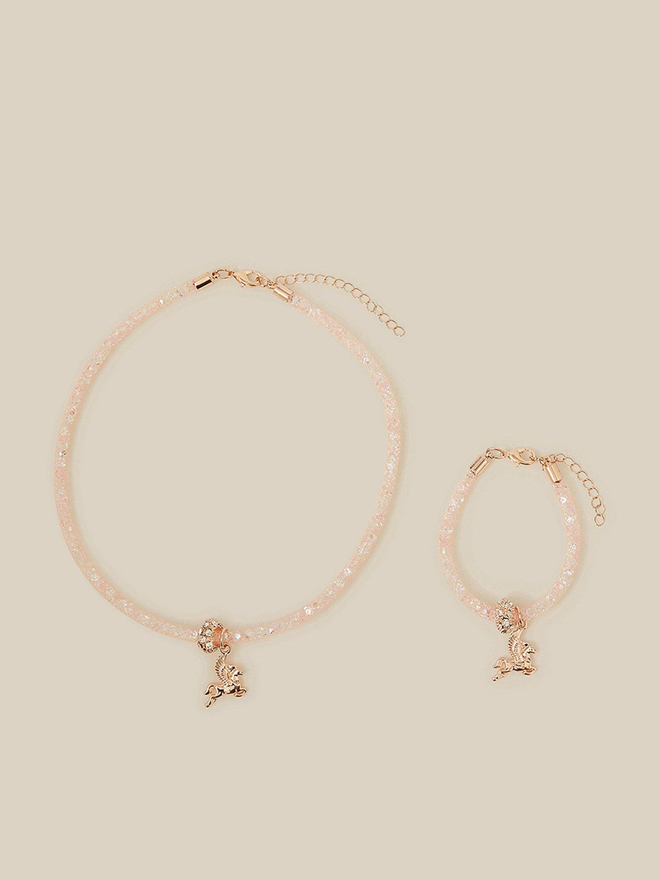 Monsoon Girls Encased Bow Jewellery Set - Pink