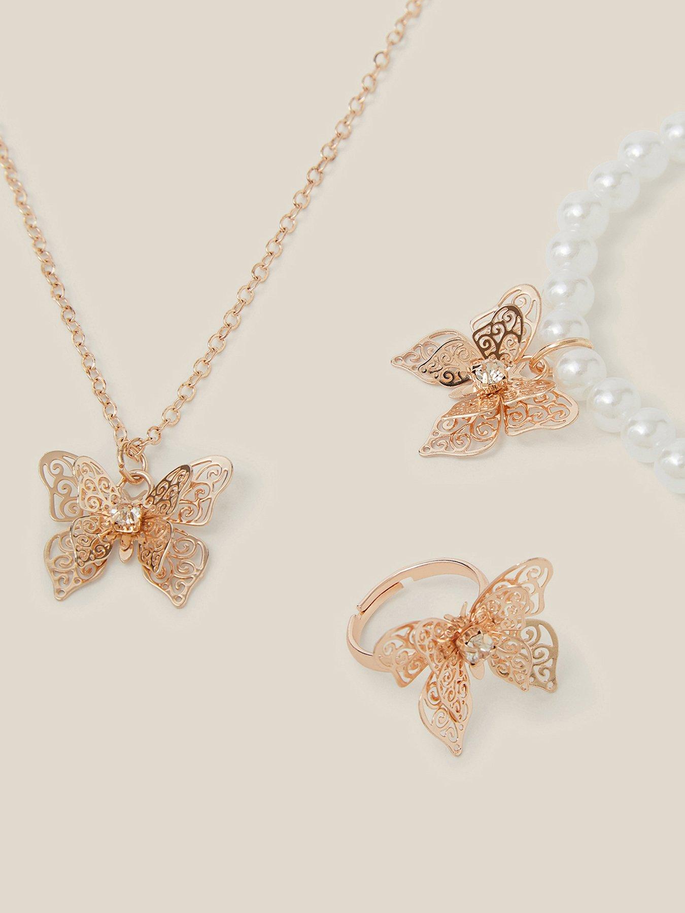 Image 2 of 2 of Monsoon Girls Butterfly Jewellery Set - Rose Gold