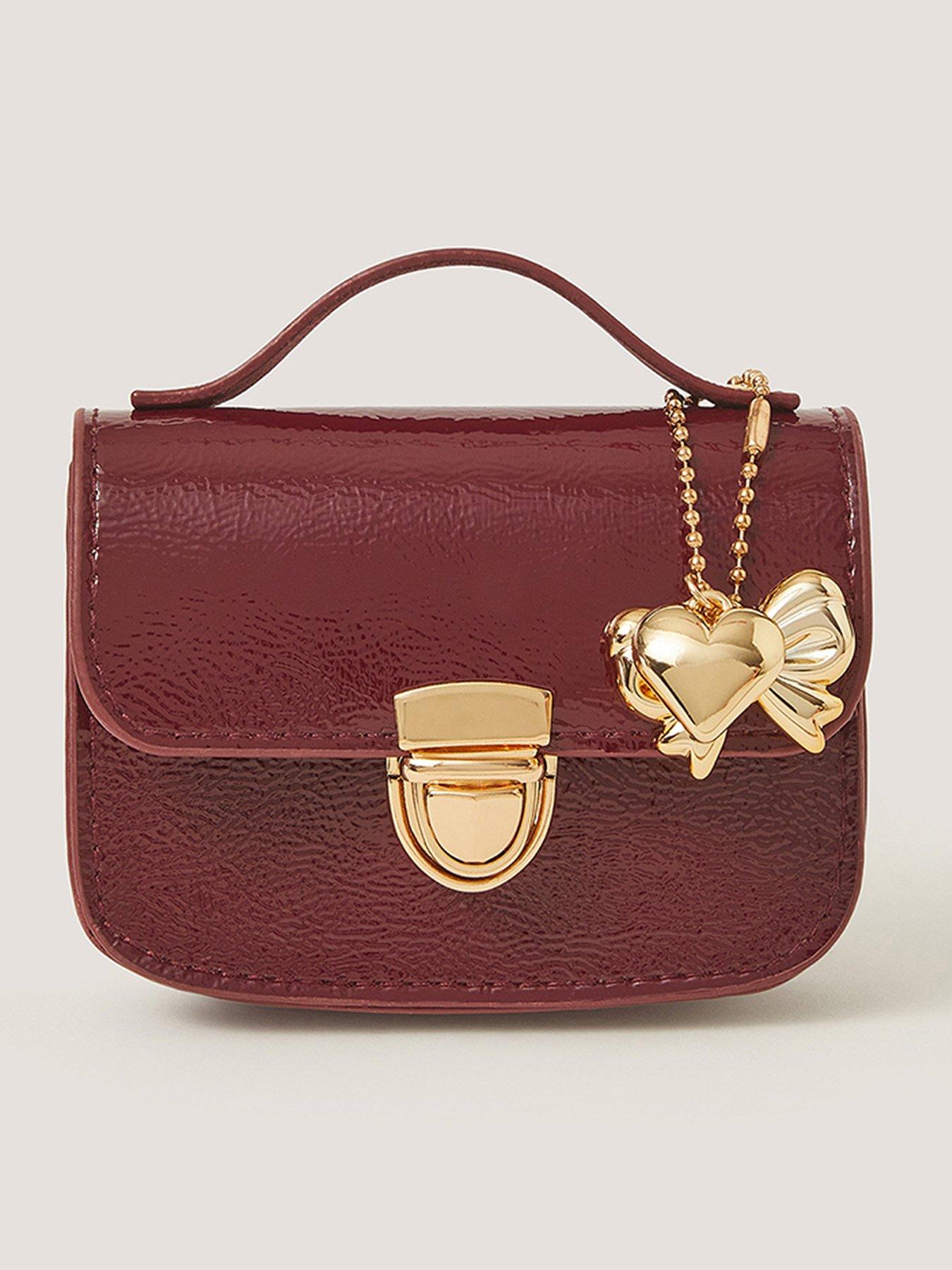 Monsoon Girls Mini Patent Satchel Bag - Red