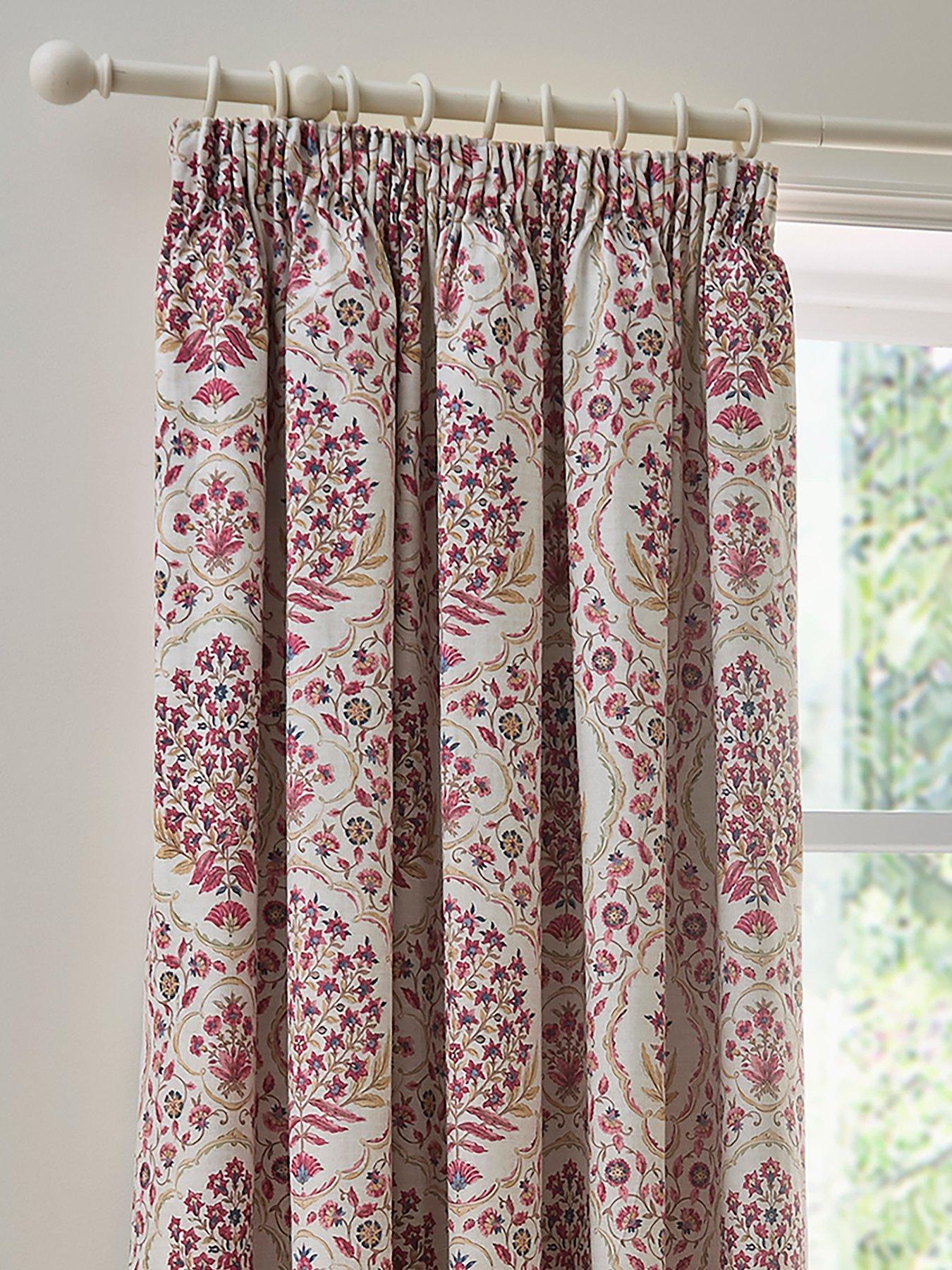 Image 2 of 4 of Dreams & Drapes Ashmead Pencil Pleat Curtains In Berry