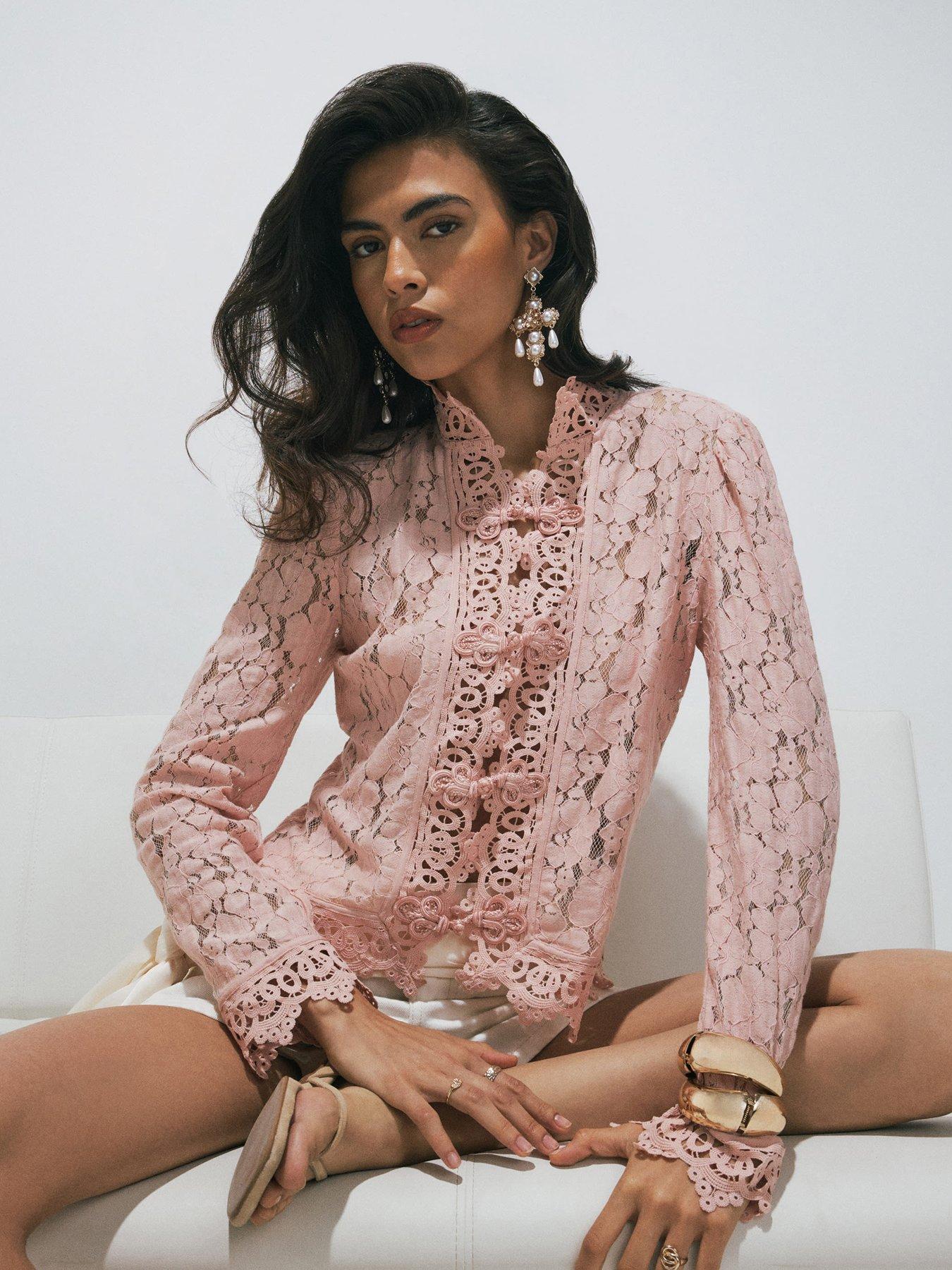 River Island Lace Detail Drummer Jacket - Pink