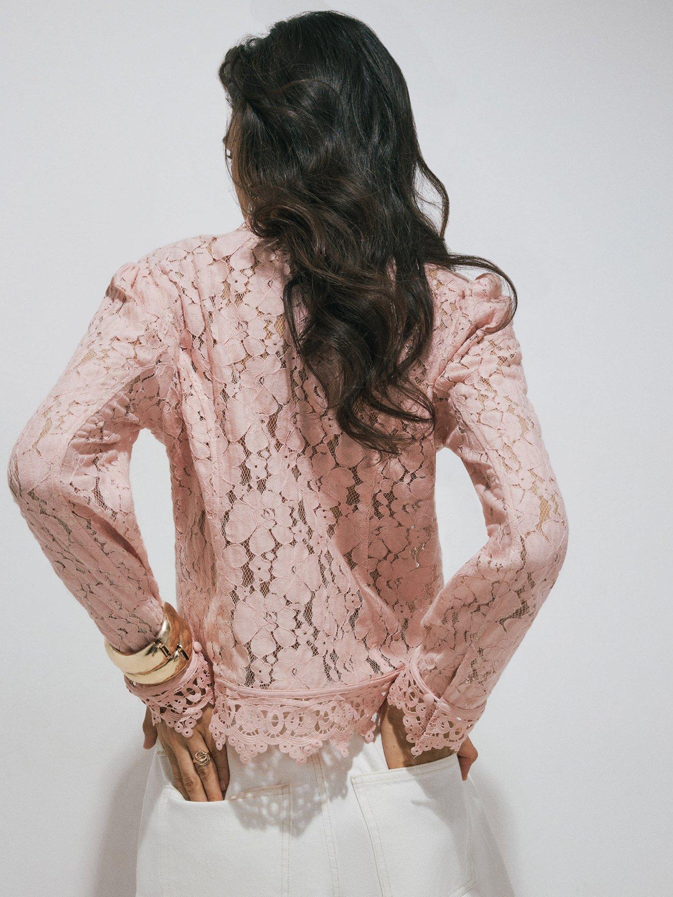Image 2 of 4 of River Island Lace Detail Drummer Jacket - Pink