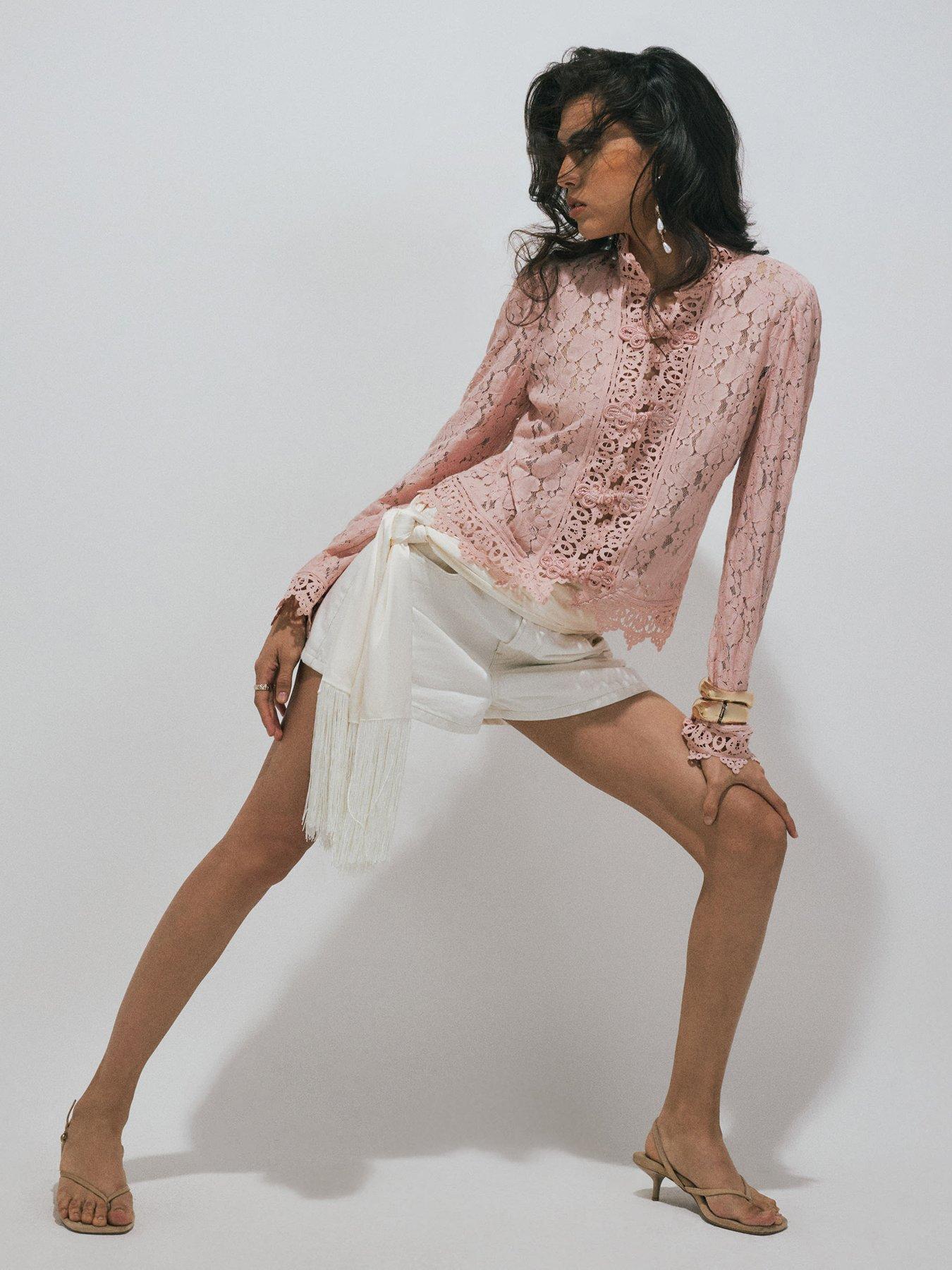 Image 3 of 4 of River Island Lace Detail Drummer Jacket - Pink