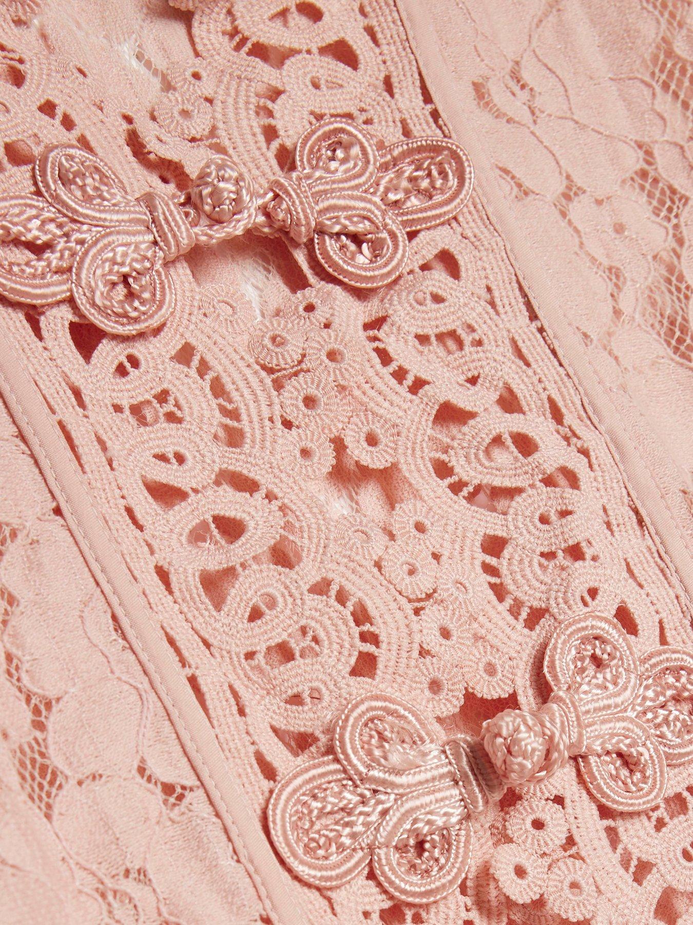 Image 4 of 4 of River Island Lace Detail Drummer Jacket - Pink