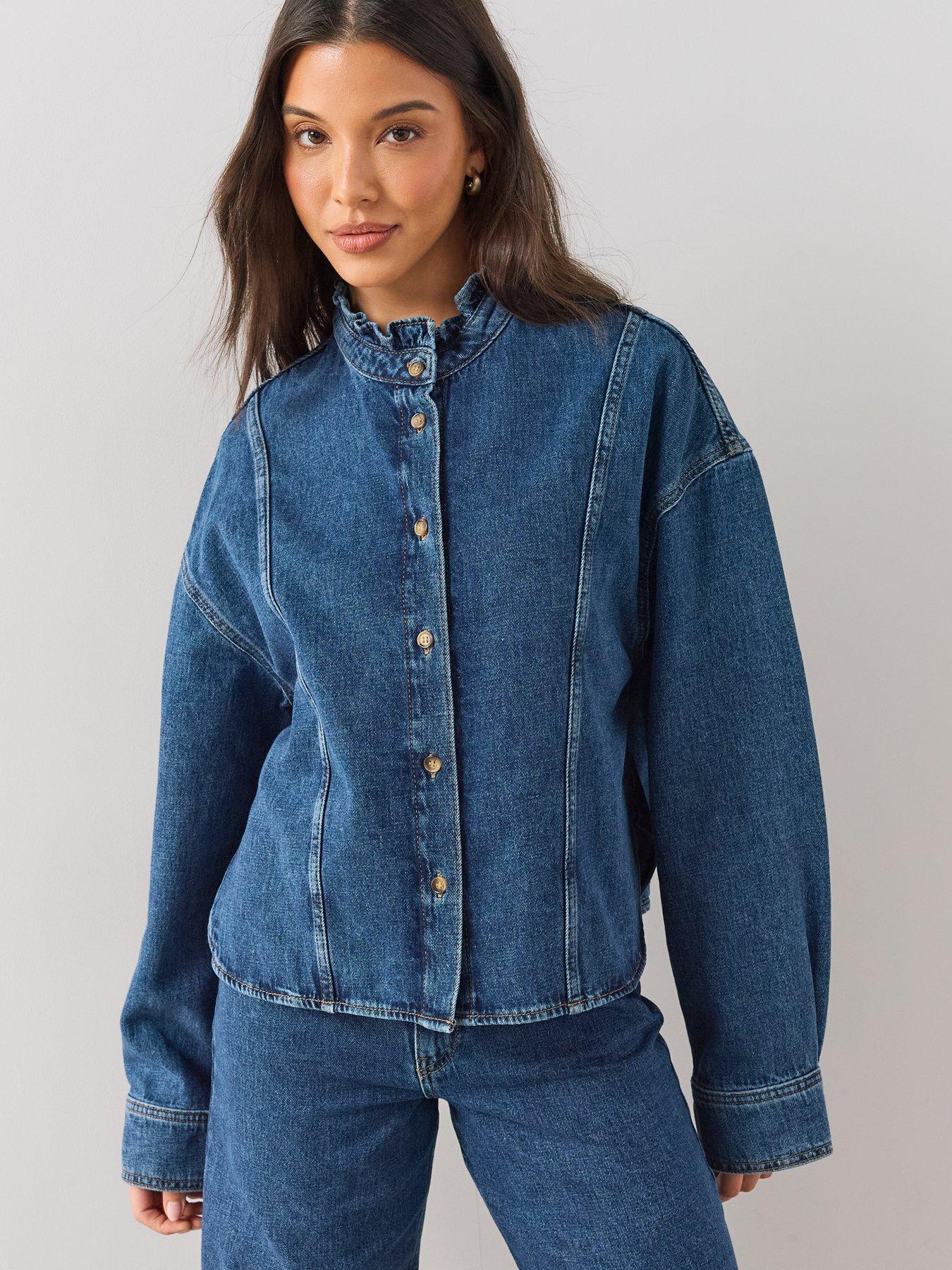 The Very Collection Denim Seam Detail Shirt Co-Ord - Mid Wash