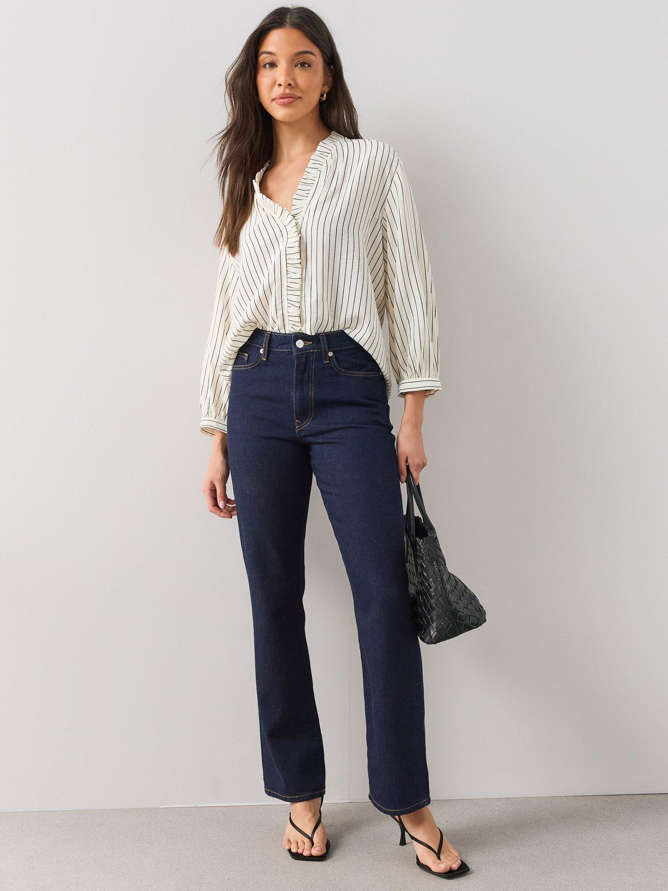 The Very Collection Women's High Waist Straight Leg Jeans - Dark Wash