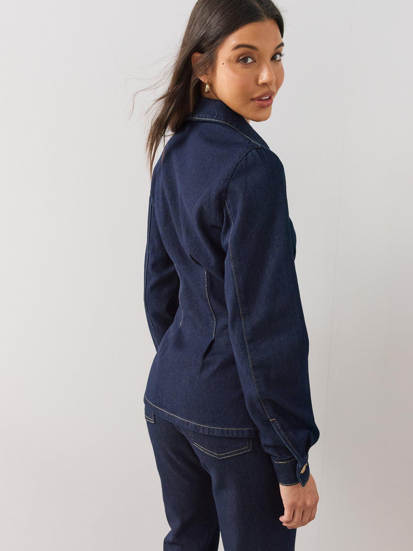 Image 2 of 6 of The Very Collection Cinched Waist Shirt Co-Ord - Dark Wash