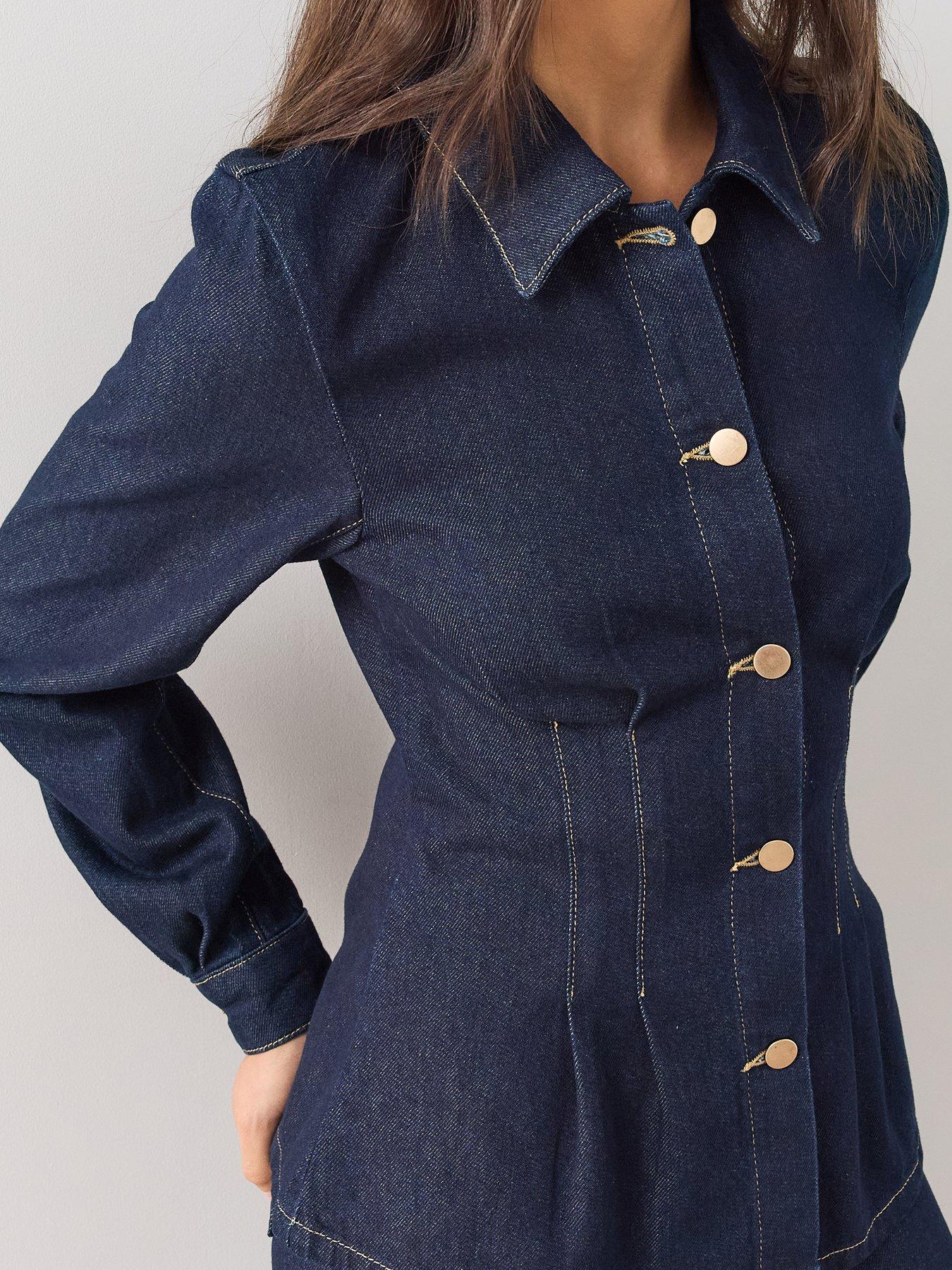 Image 4 of 6 of The Very Collection Cinched Waist Shirt Co-Ord - Dark Wash
