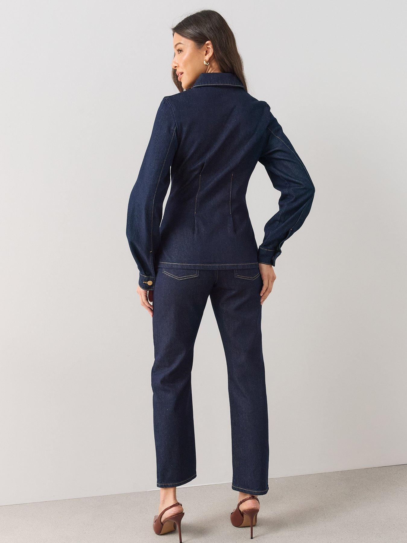 Image 5 of 6 of The Very Collection Cinched Waist Shirt Co-Ord - Dark Wash