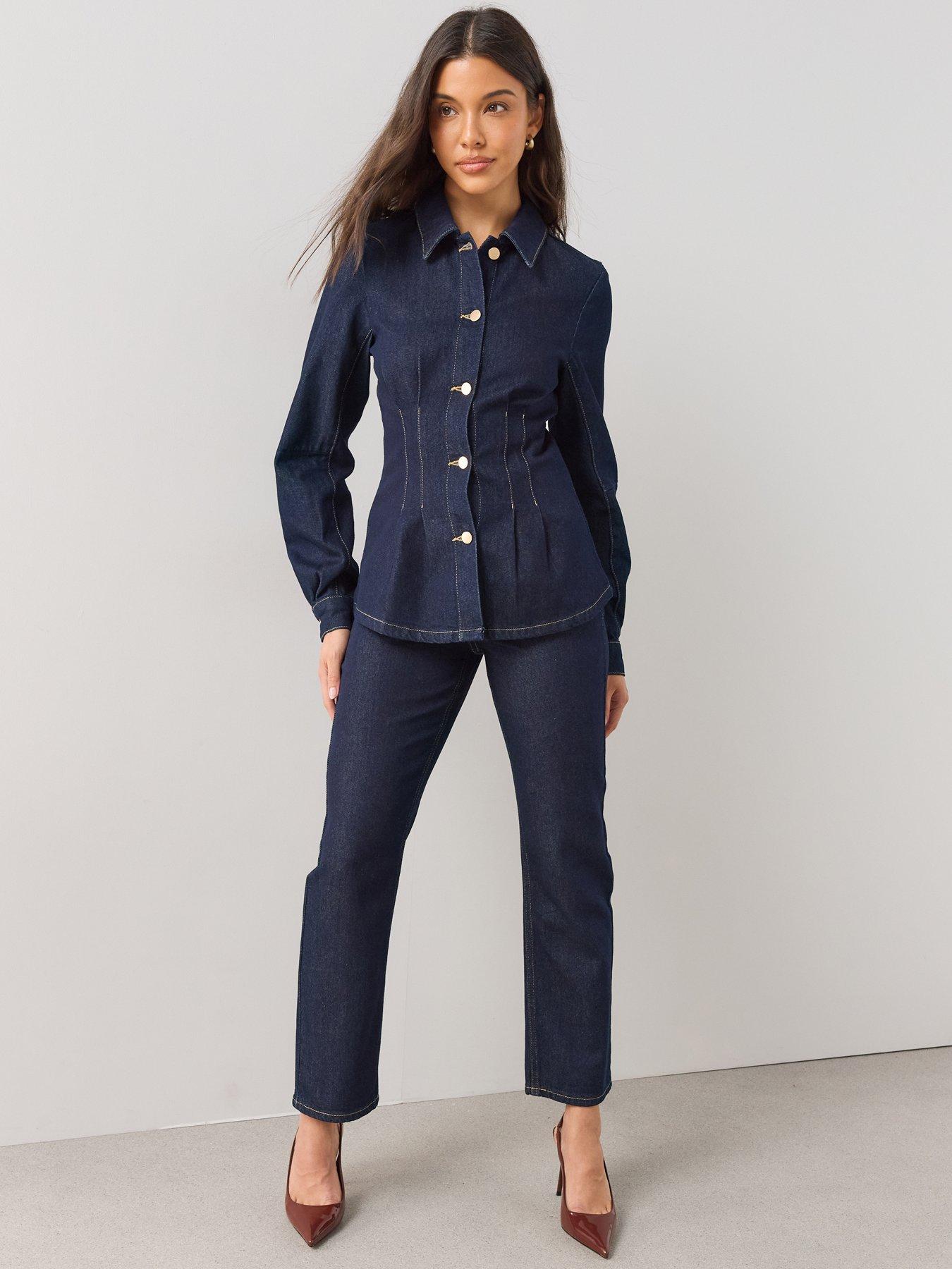 The Very Collection Women's Straight Cigarette Jeans - Dark Wash