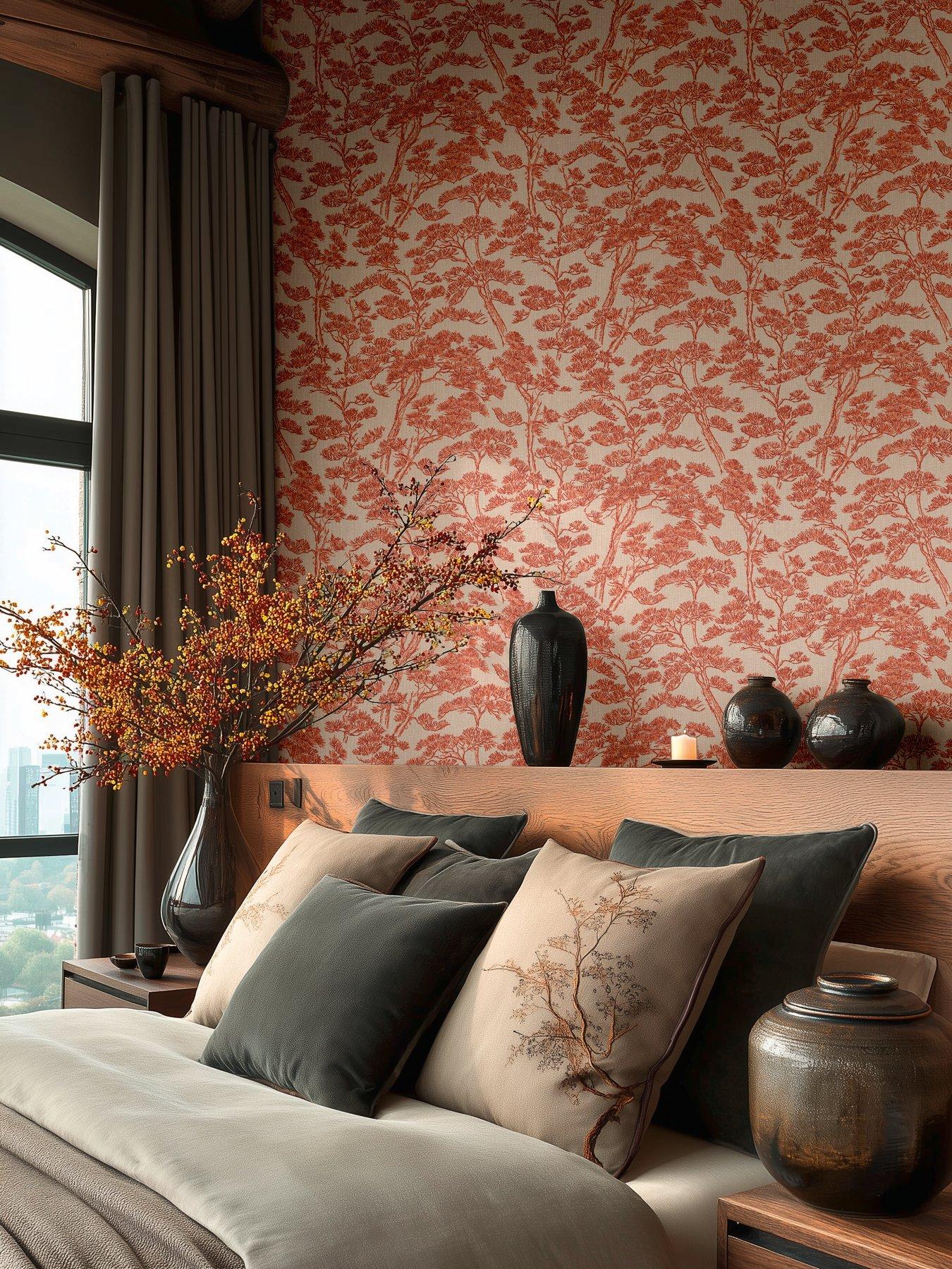 Image 1 of 6 of AS Creation Metropolitan Vibes Bonsai Rust Non woven Wallpaper