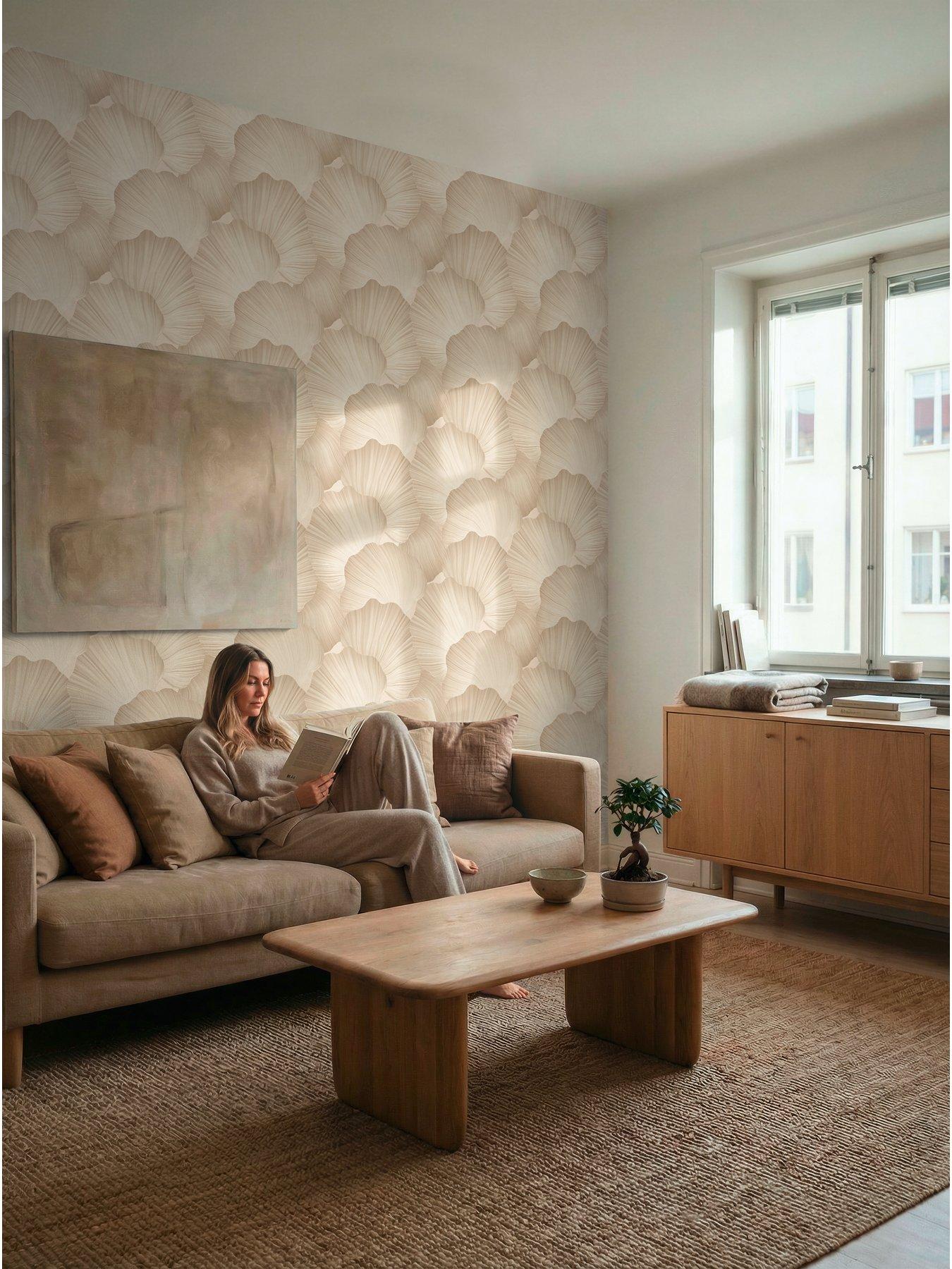 Image 1 of 6 of AS Creation Trend Scallop Beige Non woven Wallpaper