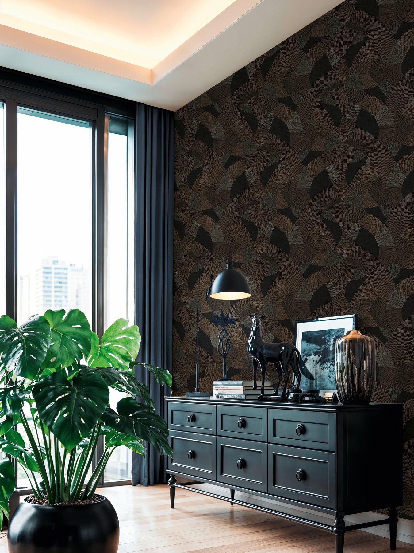 Image 1 of 4 of AS Creation Cuba  Geo Brown Non woven Wallpaper