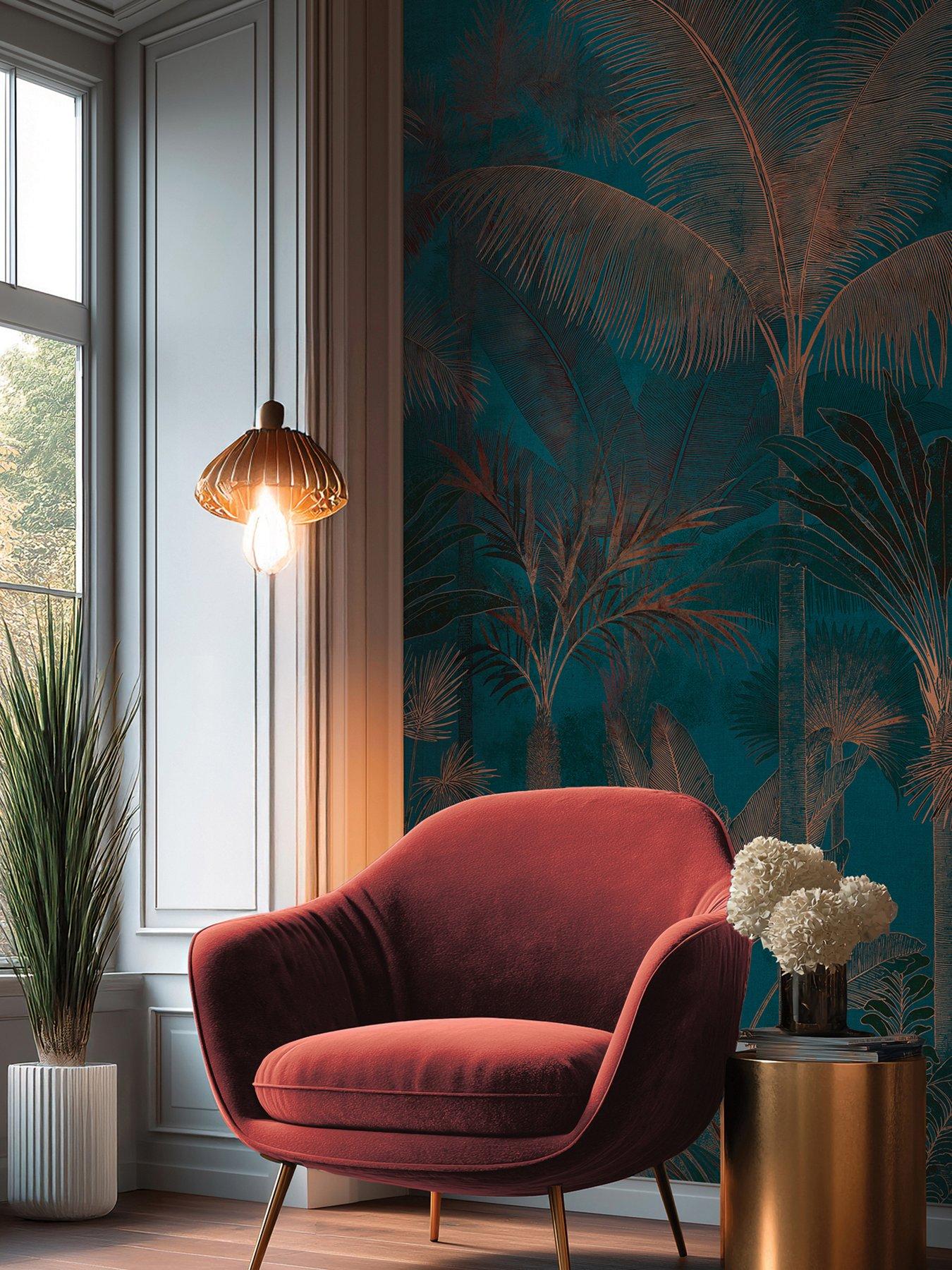 AS Creation Cuba  Panel Palms Blue Mural