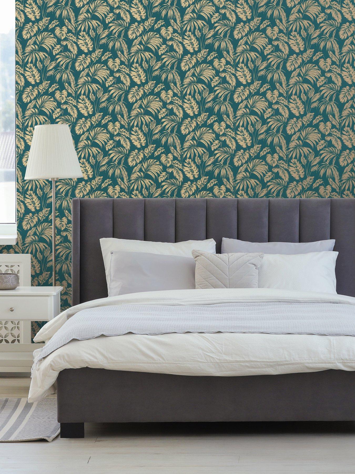 Image 5 of 5 of AS Creation Attractive Havana Leaf Blue Non woven Wallpaper