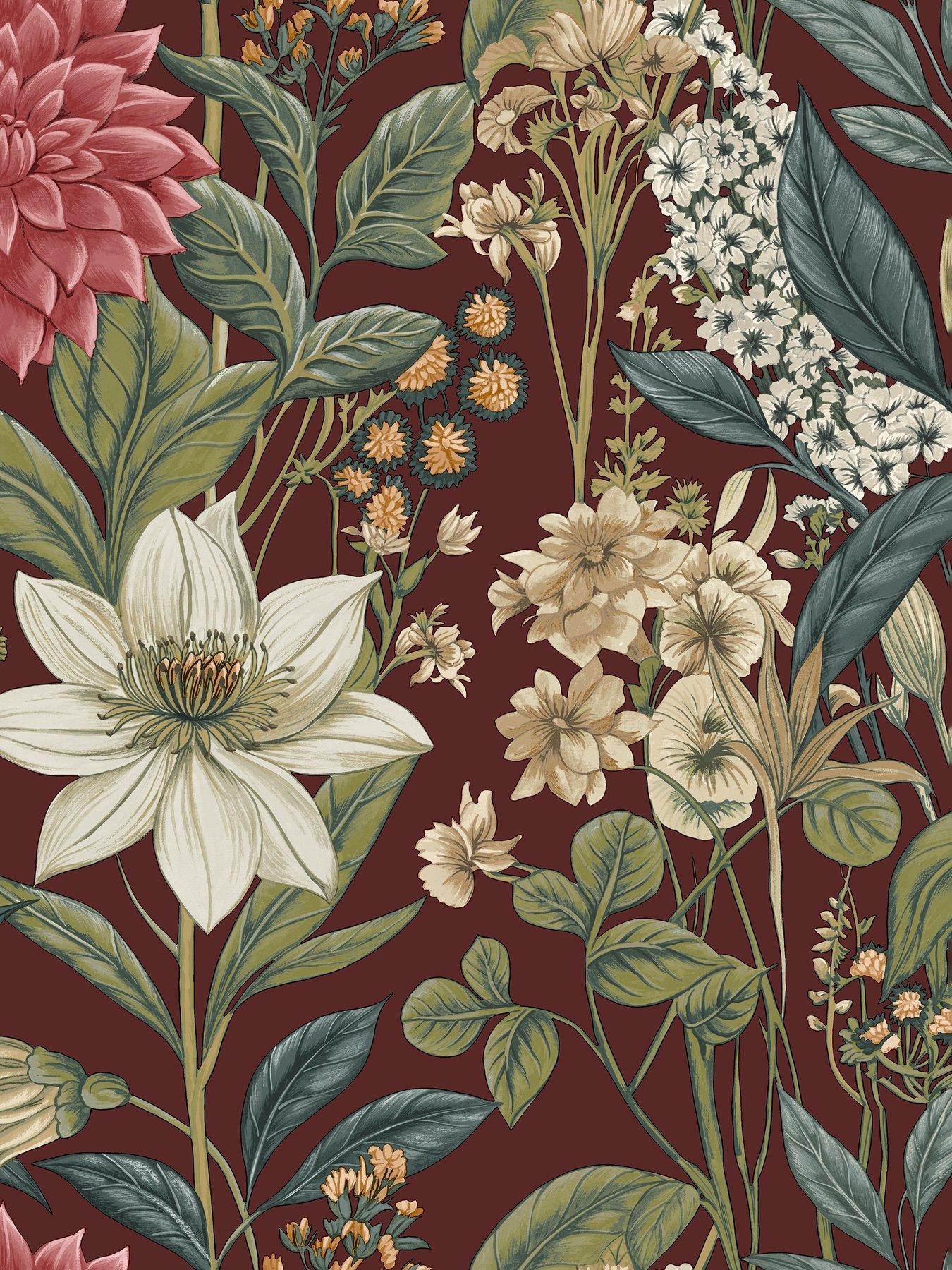 Image 2 of 6 of Holden Decor Grand Floral Berry Wallpaper
