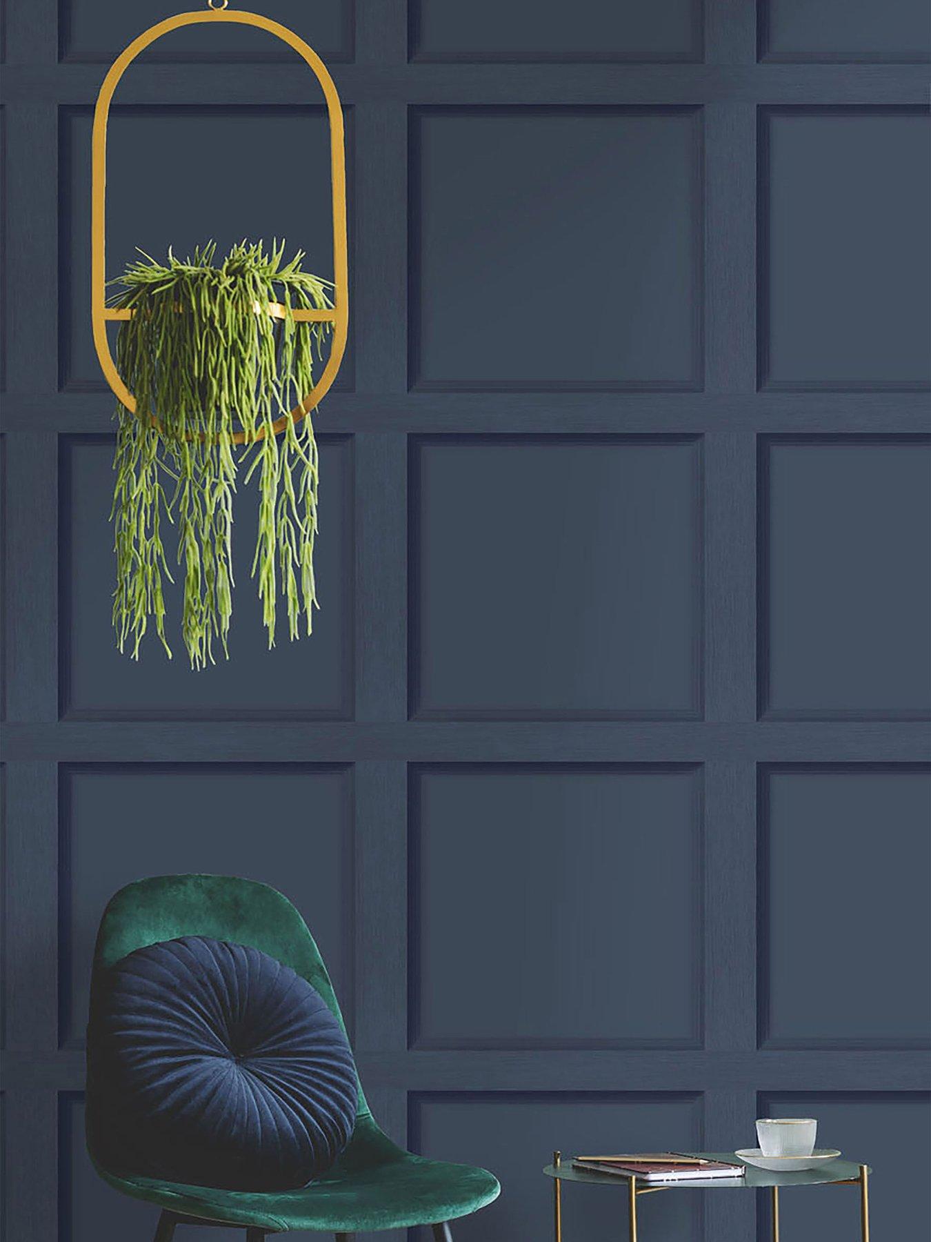 Holden Decor Modern Wood Panel Navy Blue Wallpaper