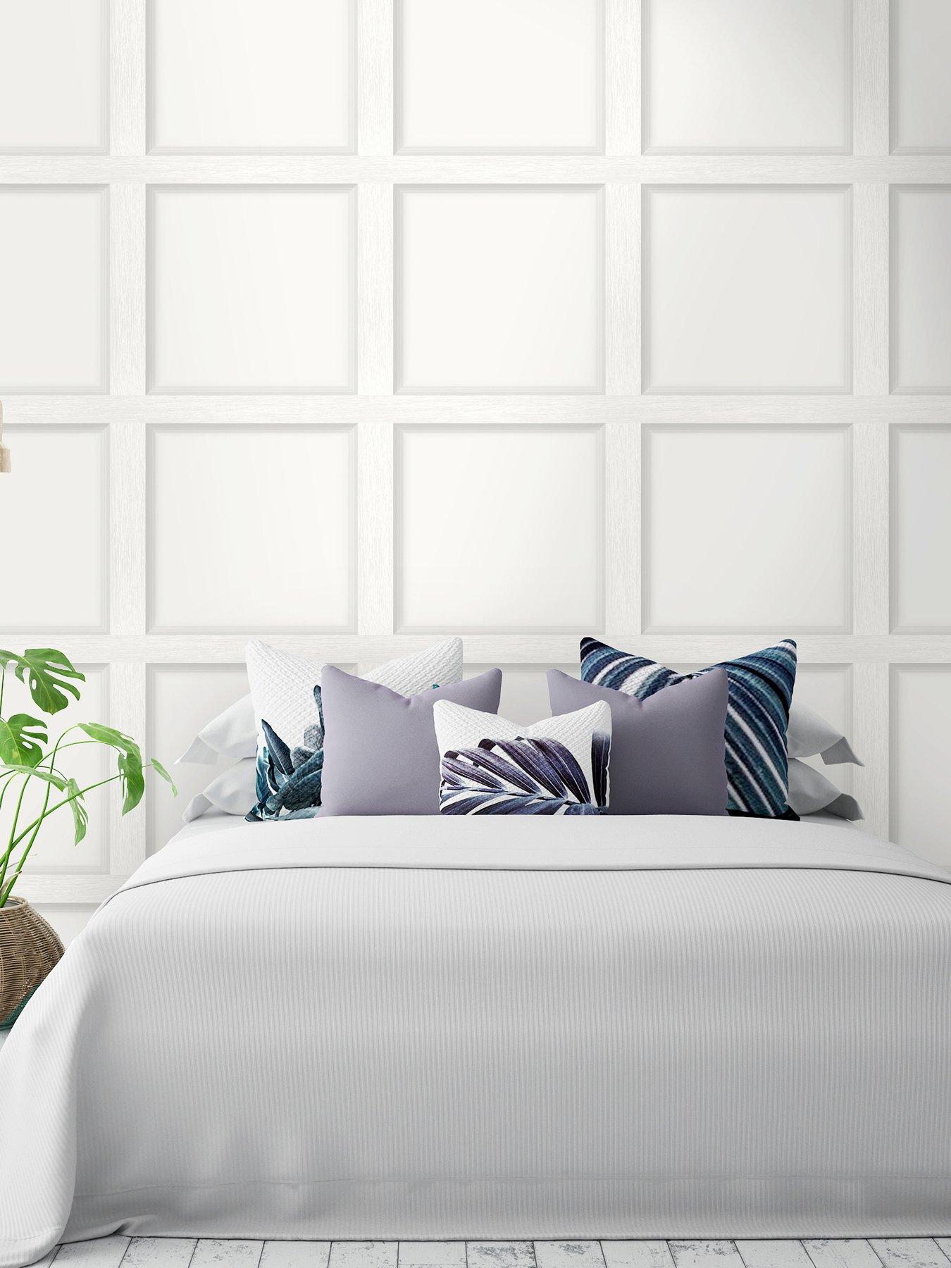 Holden Decor Modern Wood Panel Dove White Wallpaper