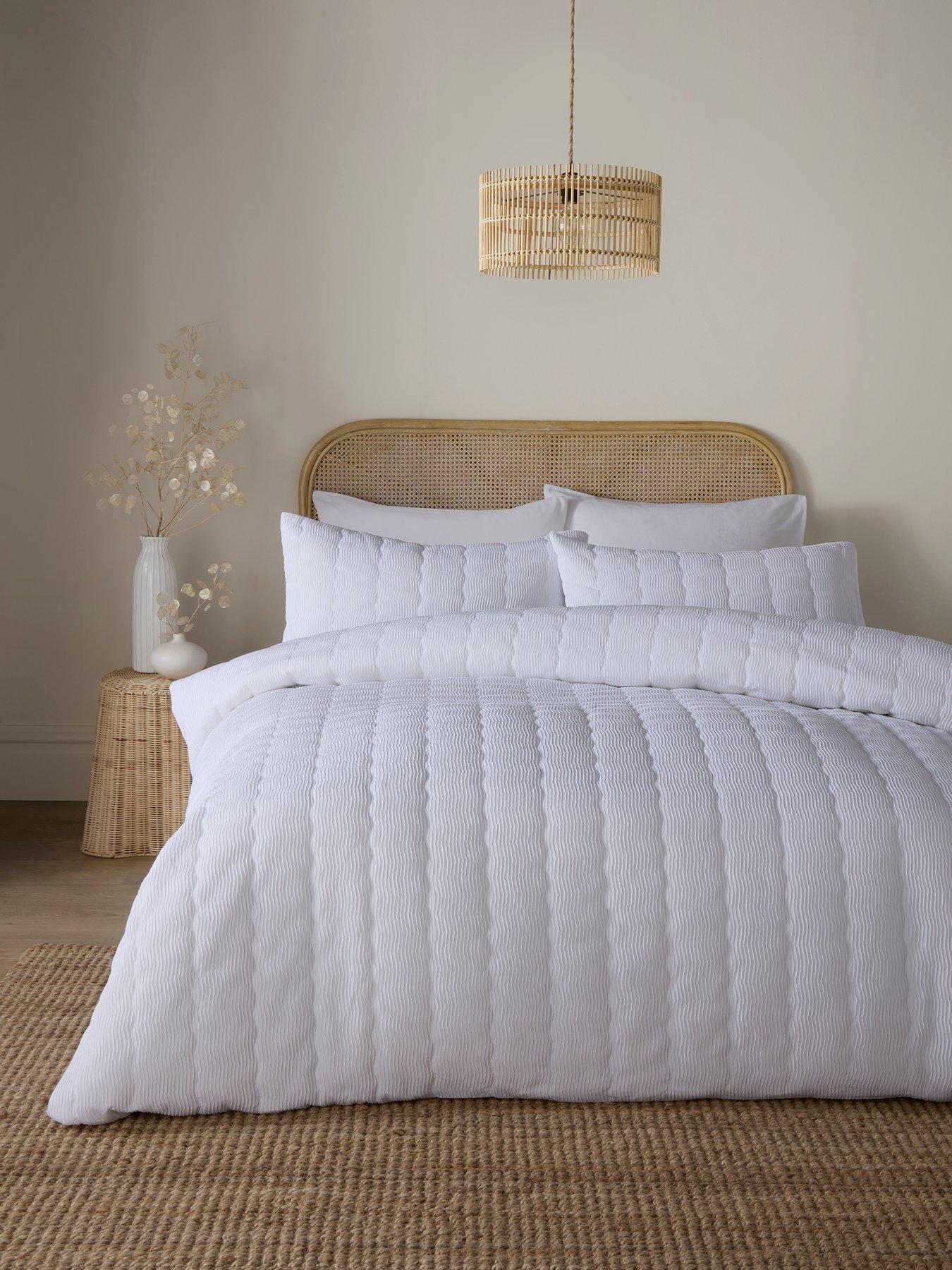 Image 1 of 3 of Serene Crinkle Wave Duvet Cover Set In White