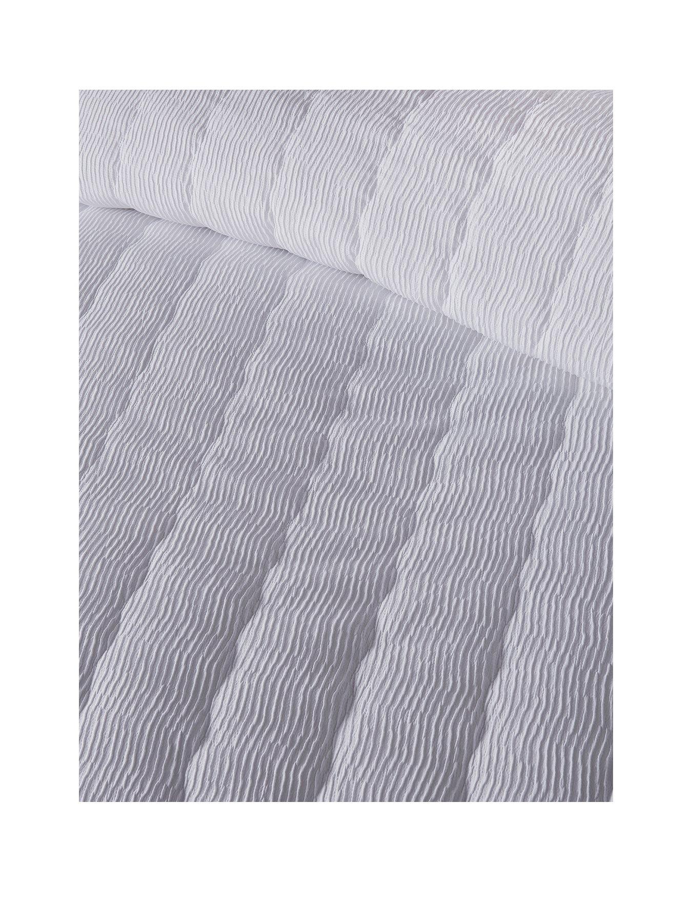 Image 2 of 3 of Serene Crinkle Wave Duvet Cover Set In White