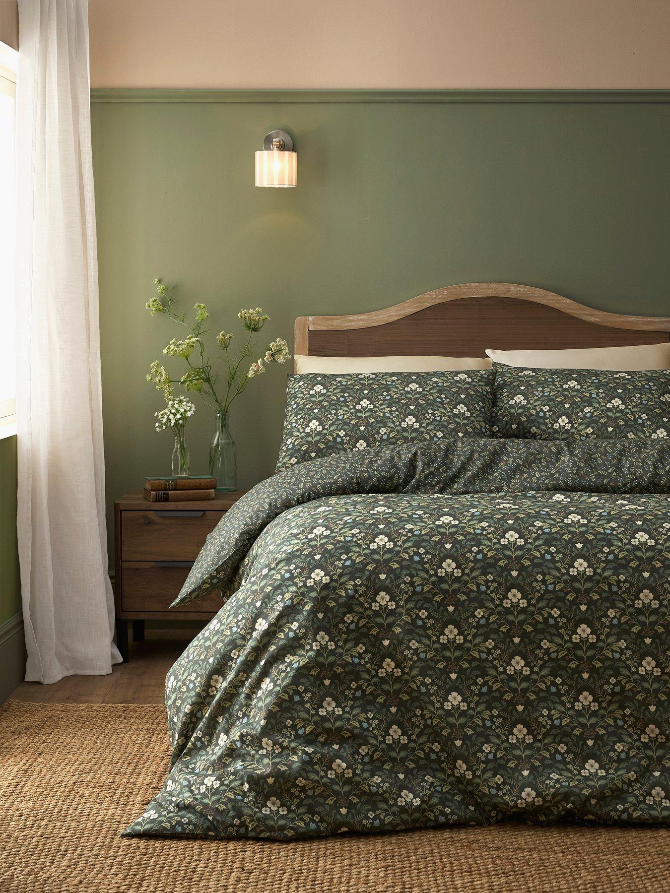 Image 1 of 4 of Dreams & Drapes Heritage Floral Duvet Cover Set In Green