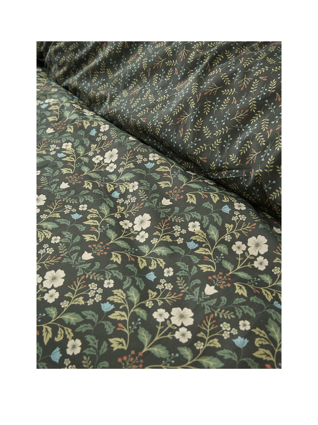 Image 2 of 4 of Dreams & Drapes Heritage Floral Duvet Cover Set In Green