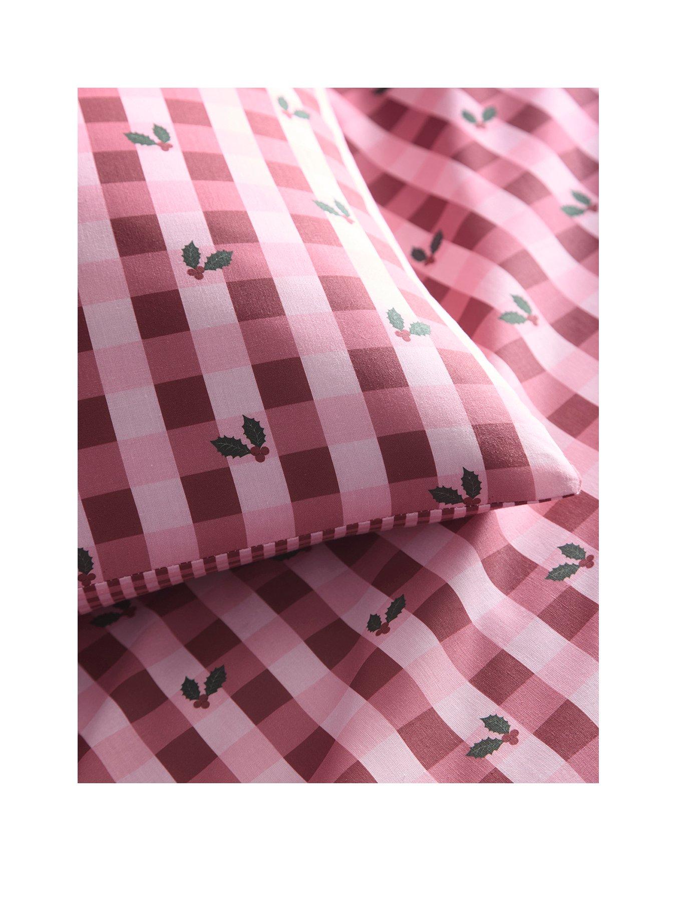 Image 2 of 4 of Fusion Holly Gingham Duvet Cover Set In Red