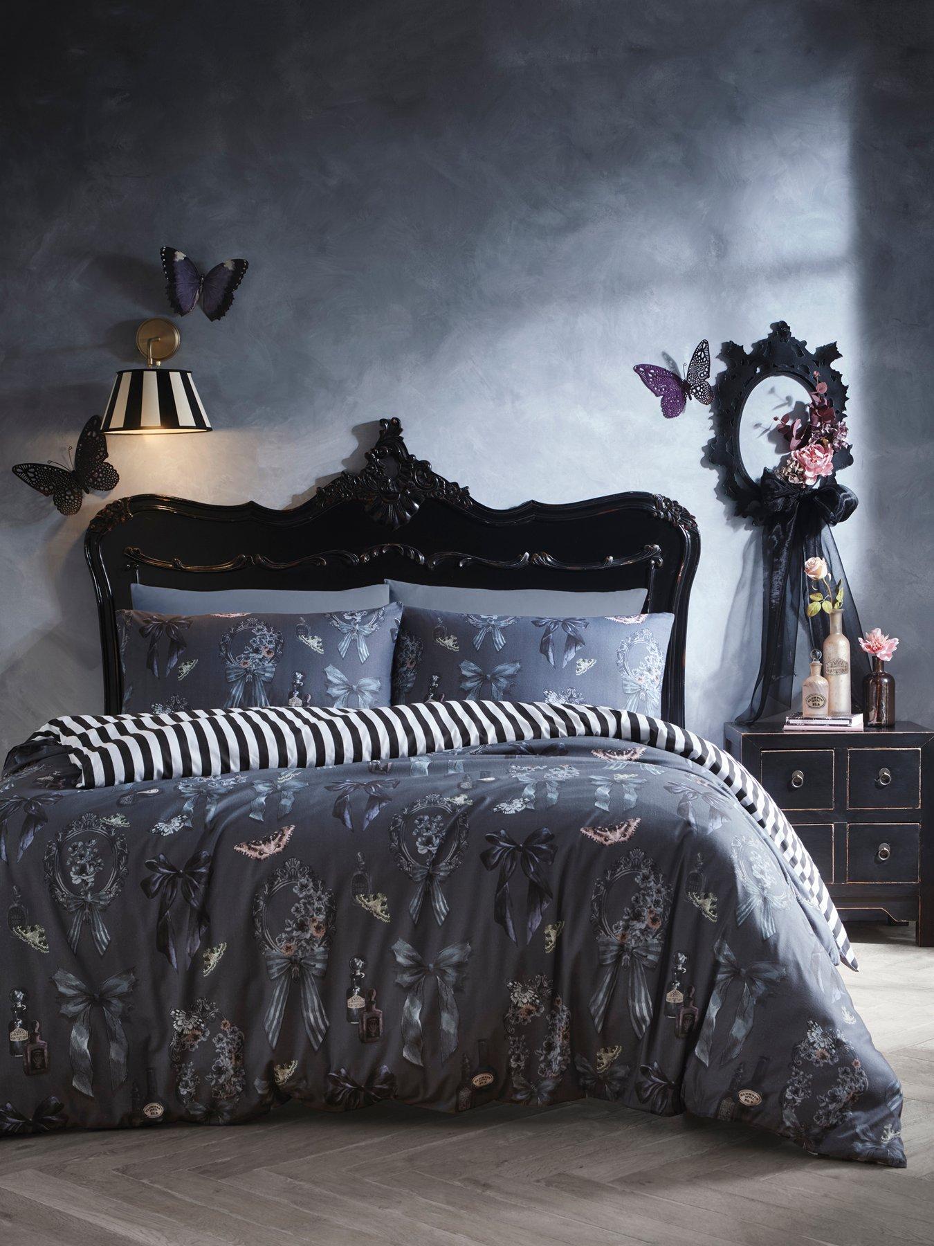 Image 1 of 4 of Fusion Bows Noir Duvet Cover Set In Grey