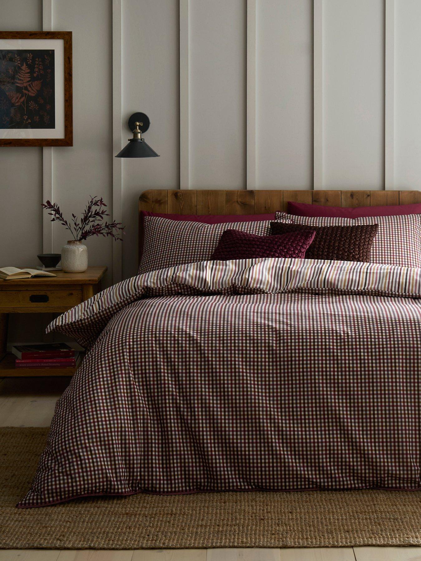 Image 5 of 5 of Appletree Micro Check Duvet Cover Set In Berry