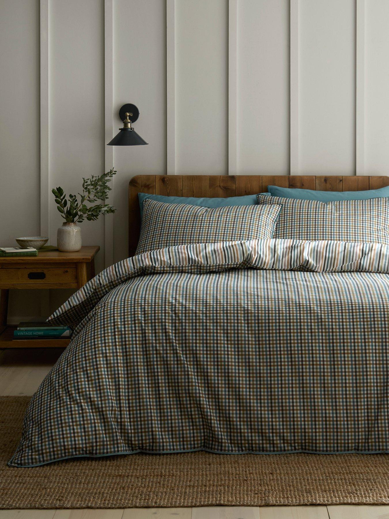 Appletree Micro Check Duvet Cover Set In Green