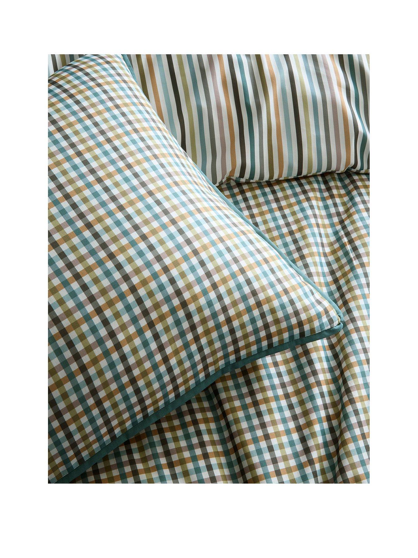 Image 2 of 5 of Appletree Micro Check Duvet Cover Set In Green