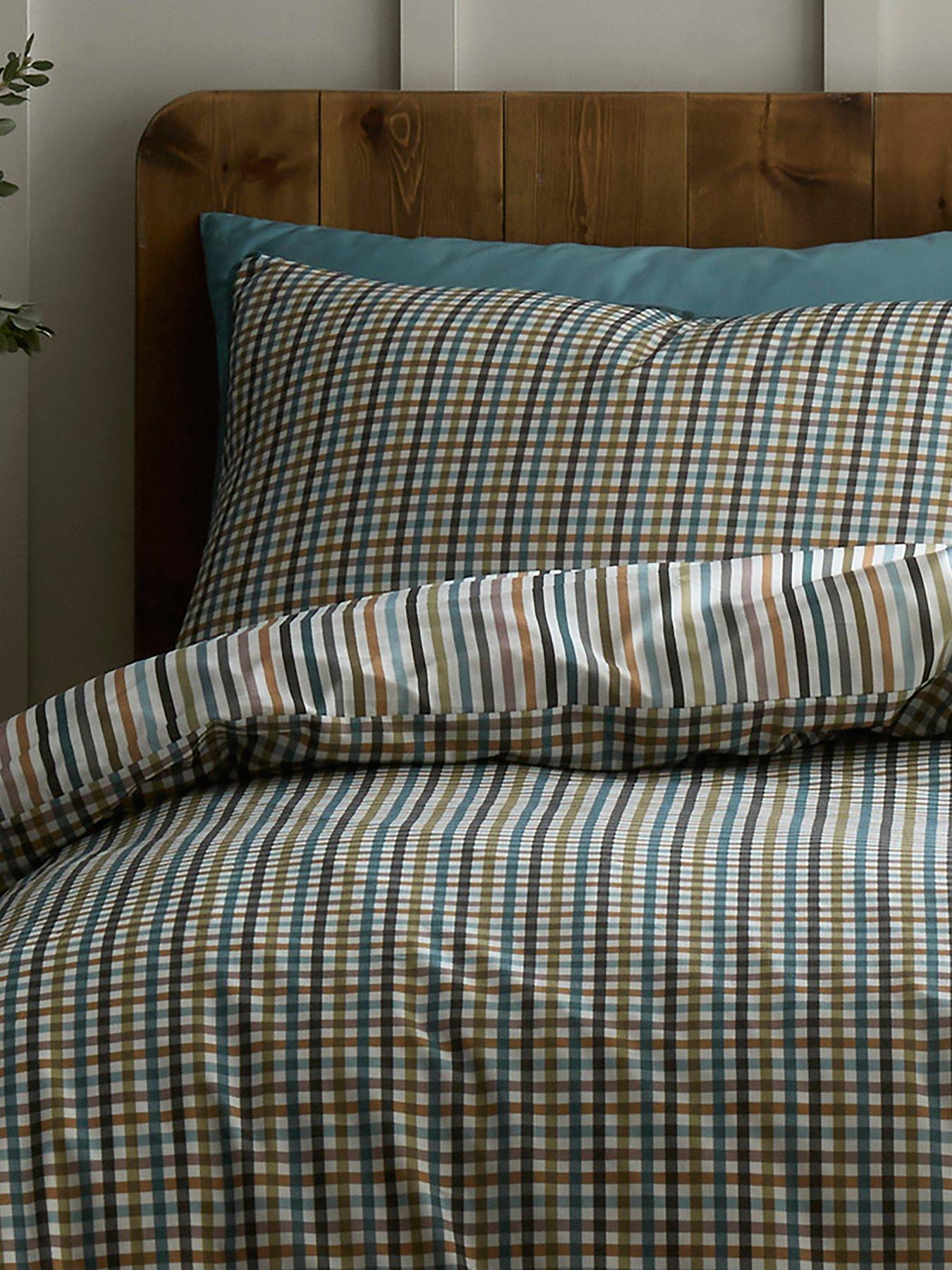 Image 3 of 5 of Appletree Micro Check Duvet Cover Set In Green