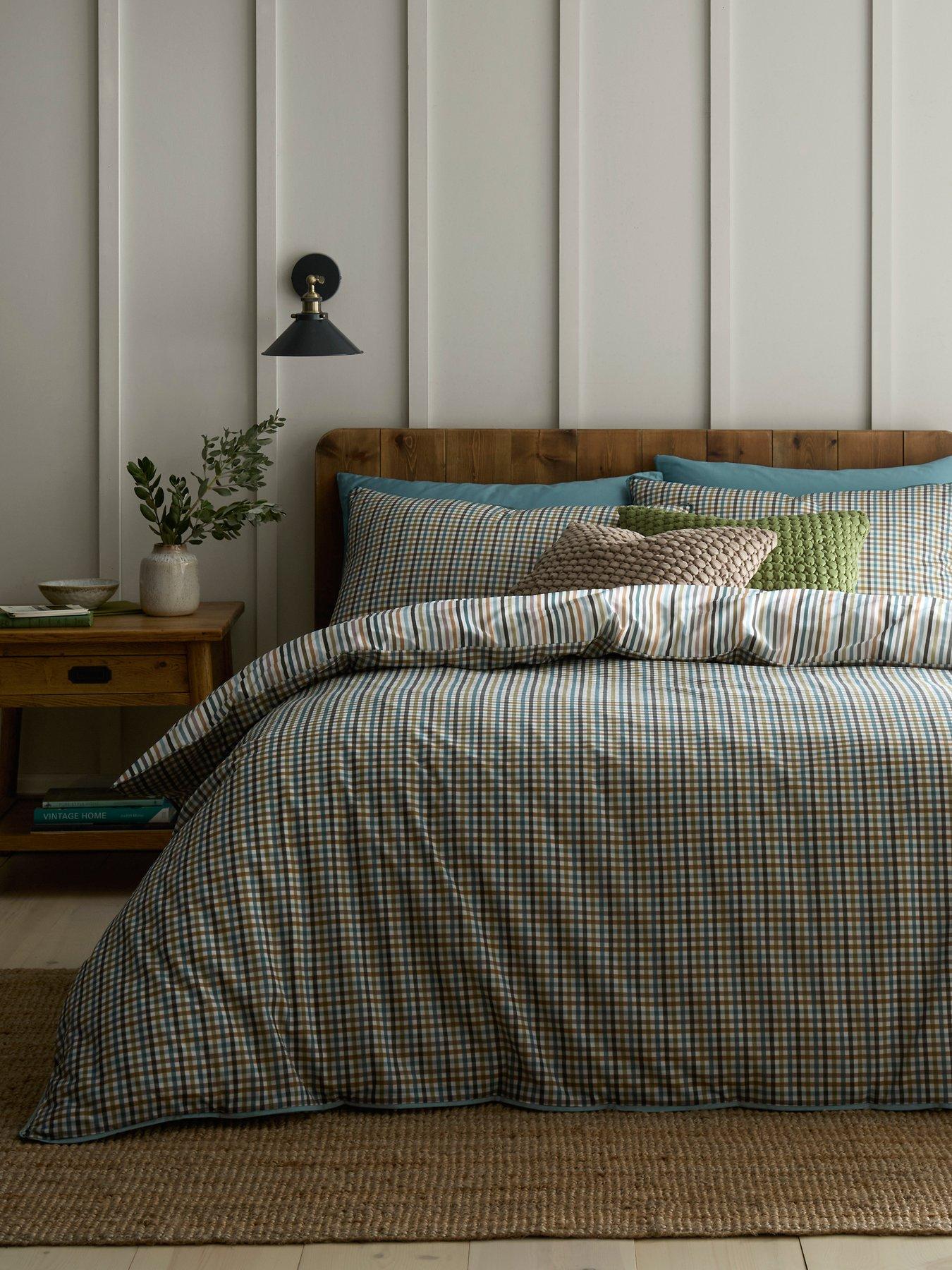 Image 5 of 5 of Appletree Micro Check Duvet Cover Set In Green
