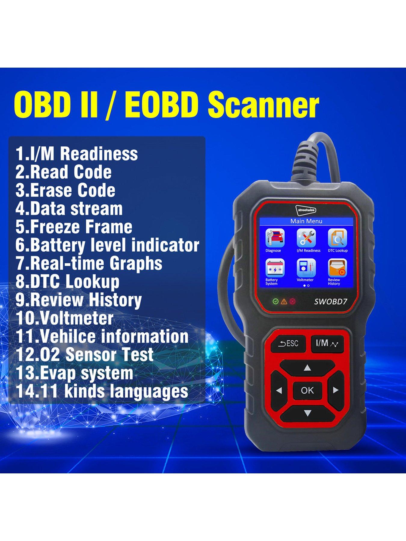 Image 5 of 6 of Streetwize Accessories Auto Diagnostic OBD2 Scanner with Coloured Screen