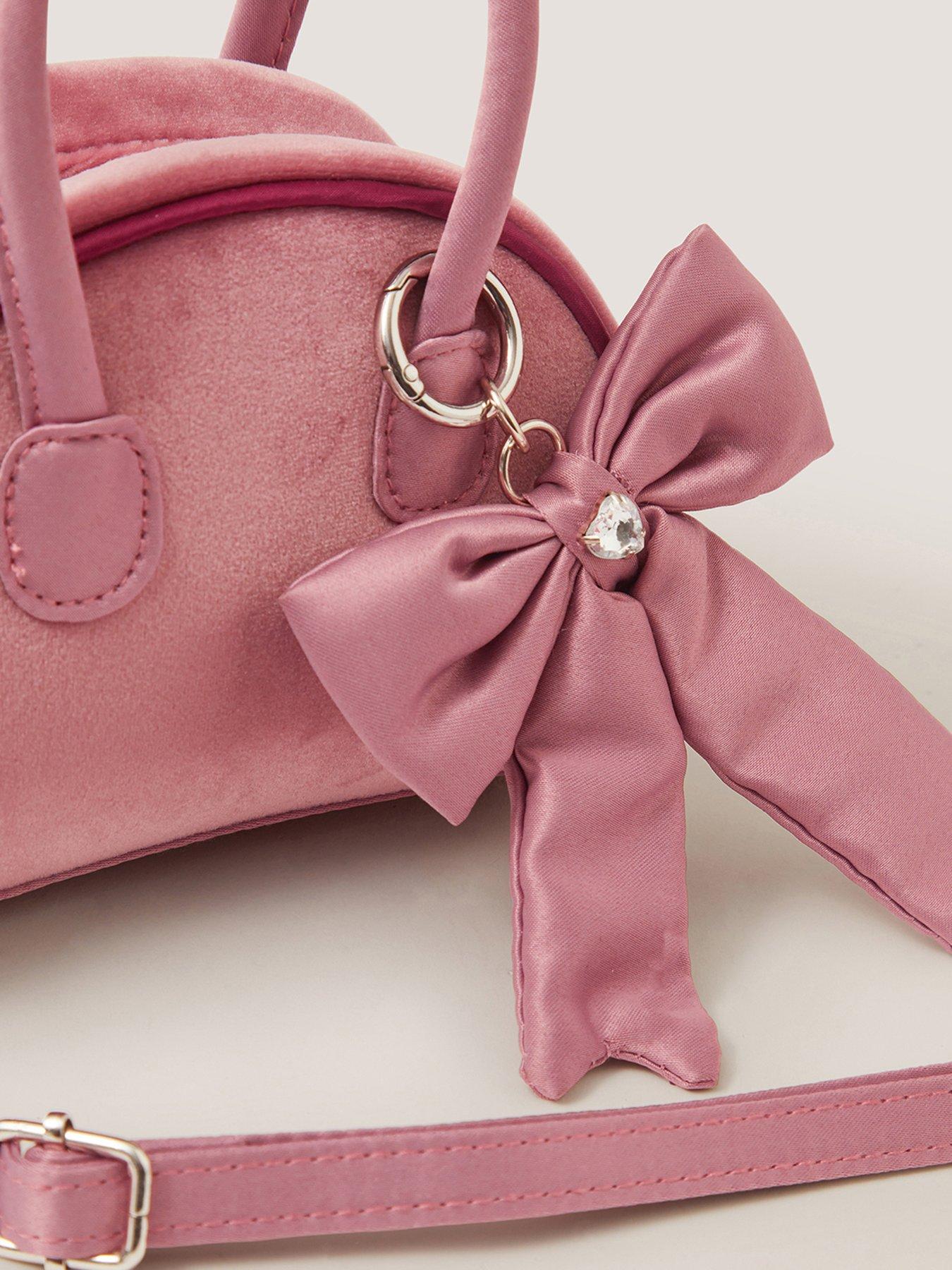 Image 4 of 4 of Monsoon Girls Bow Charm Velvet Bag - Pink