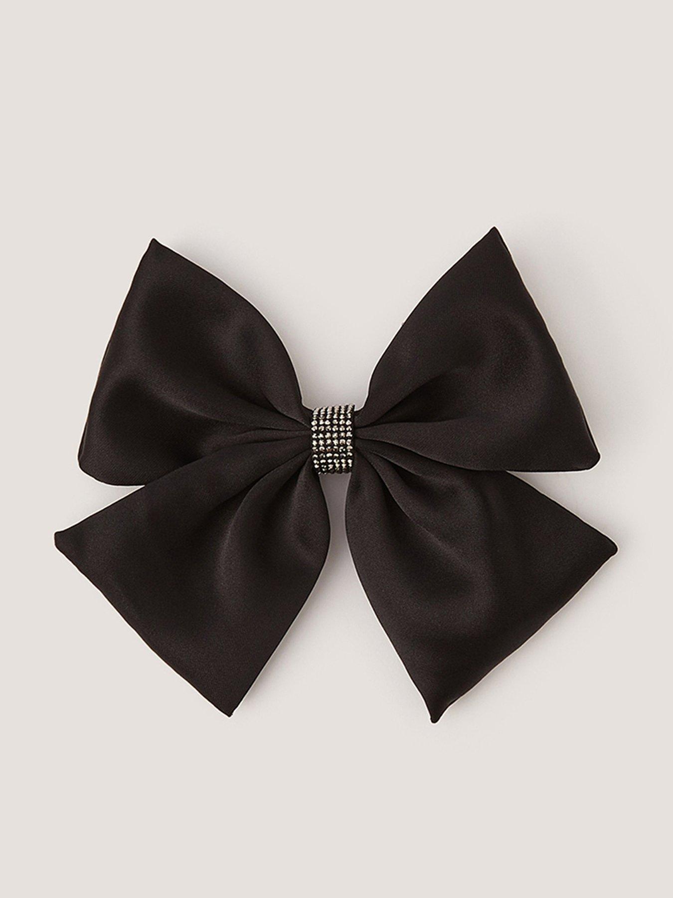Monsoon Girls Layer Satin Bow Clip - Black