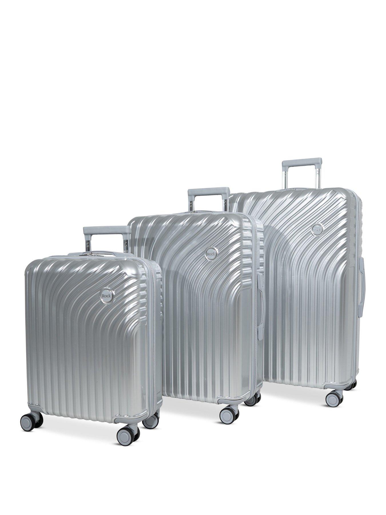 Rock Luggage Vesta Silver 3pc Set Suitcases